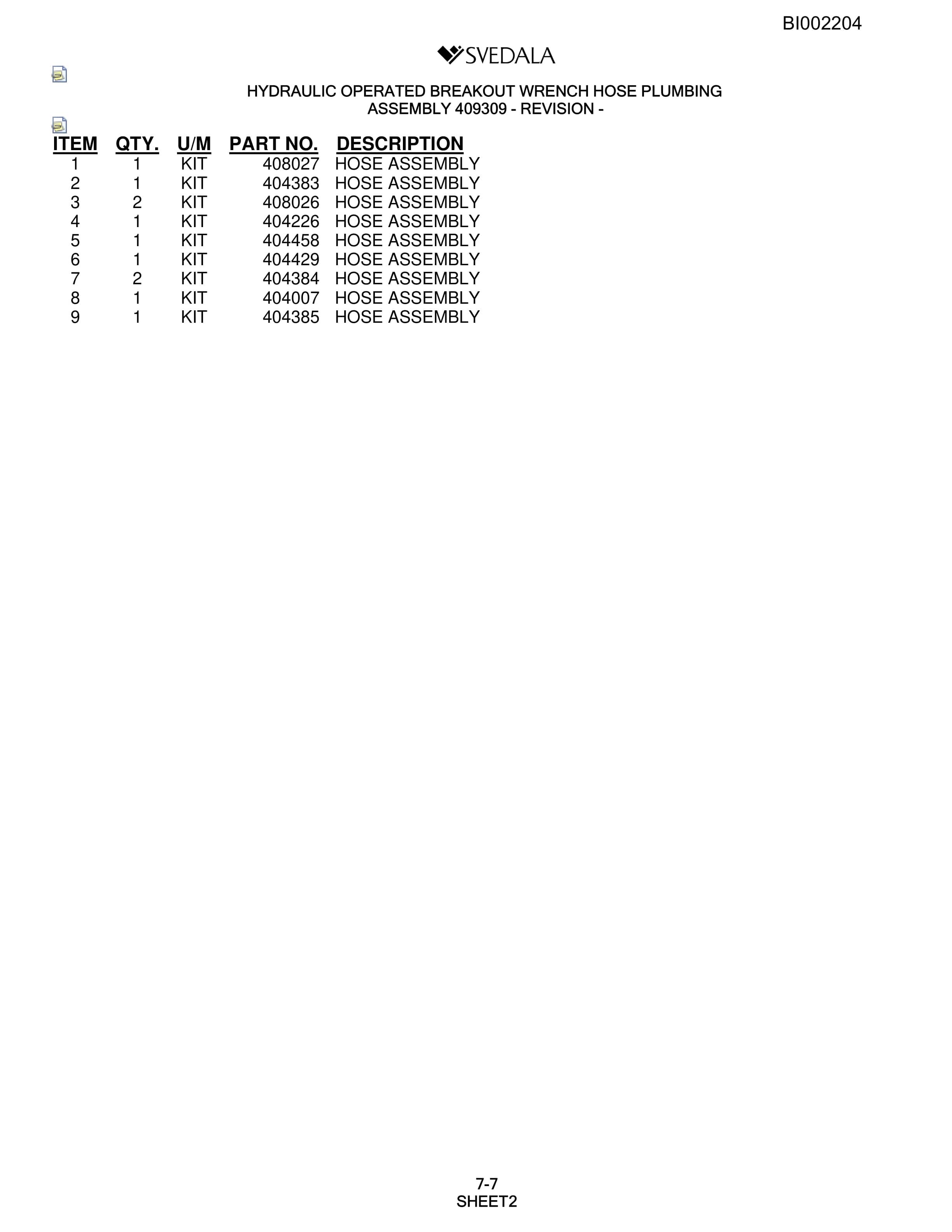 Bucyrus SKF Infinity Blasthole Drill Parts Catalog BI002204-4