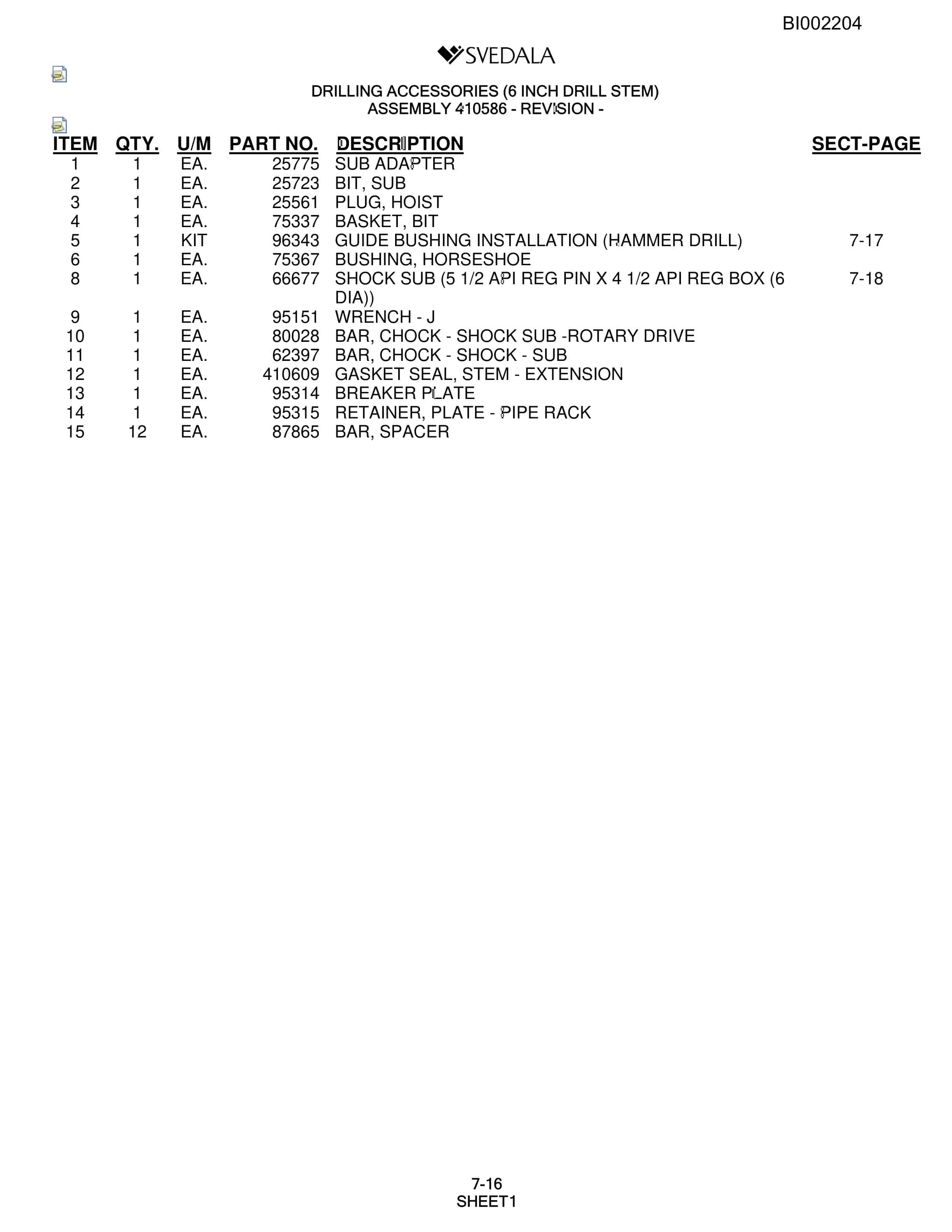 Bucyrus SKF Infinity Blasthole Drill Parts Catalog BI002204-5
