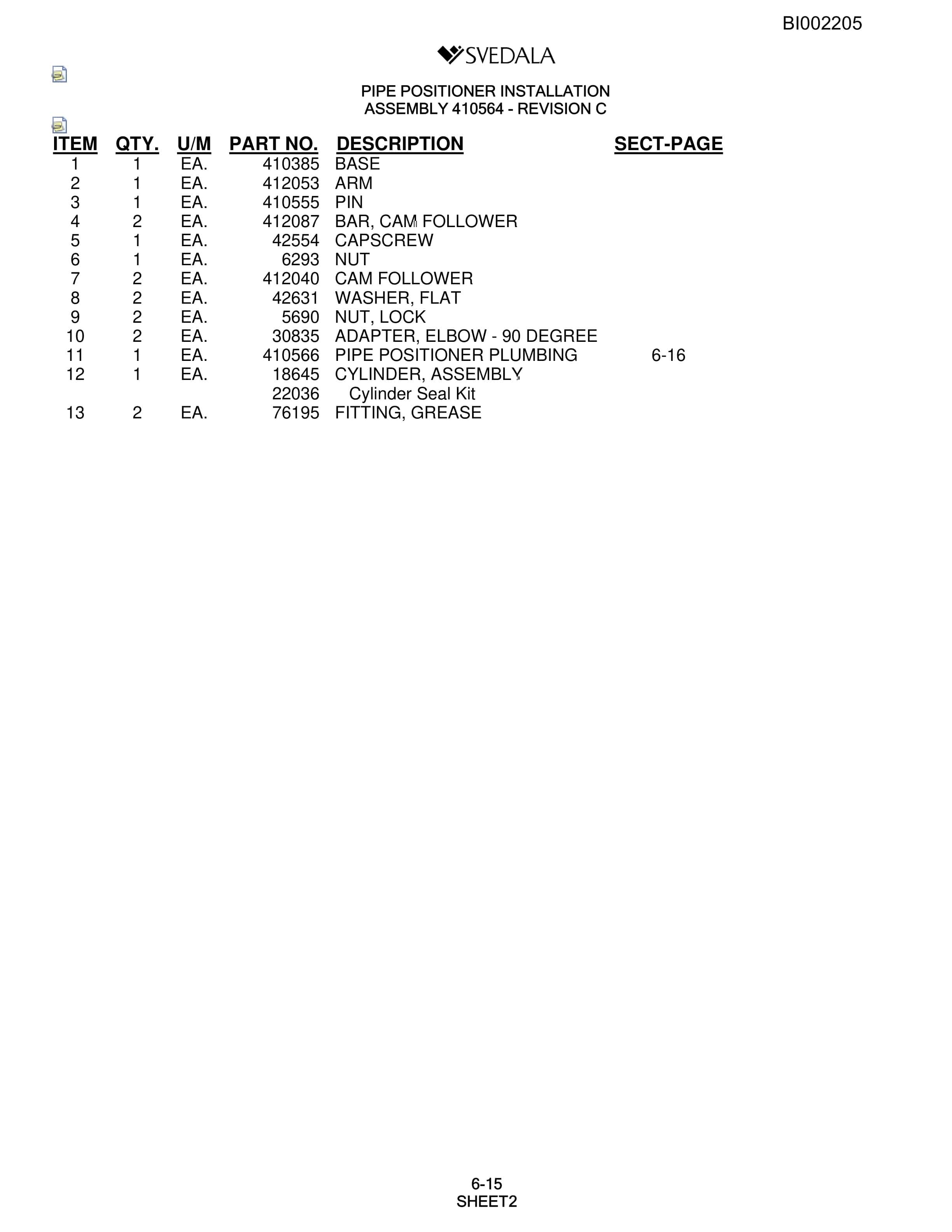 Bucyrus SKF Infinity Blasthole Drill Parts Catalog BI002205-3
