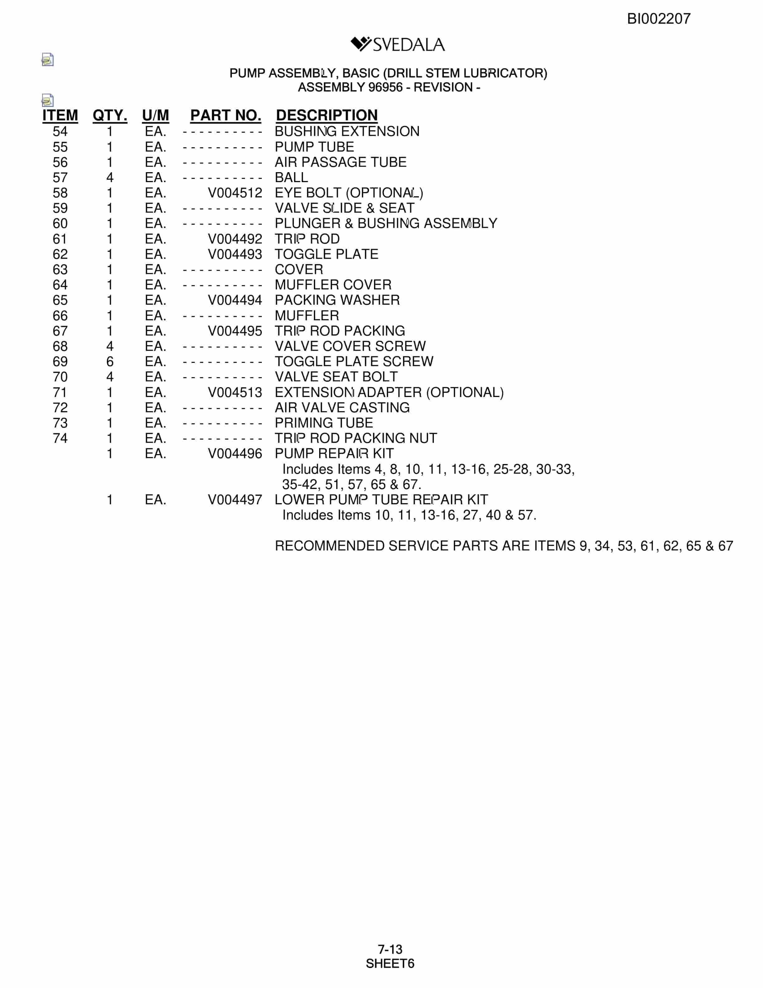 Bucyrus SKF Infinity Blasthole Drill Parts Catalog BI002207-4