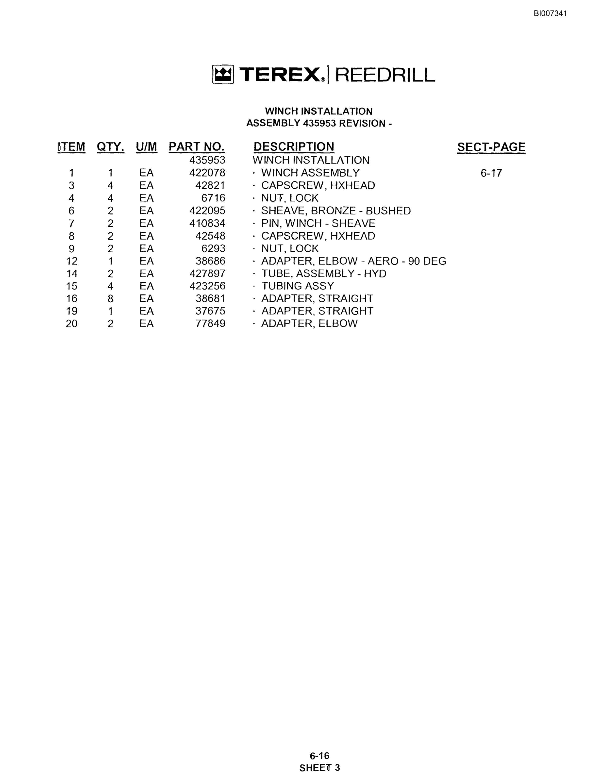 Bucyrus SKF Infinity Blasthole Drill Parts Catalog BI007341-3