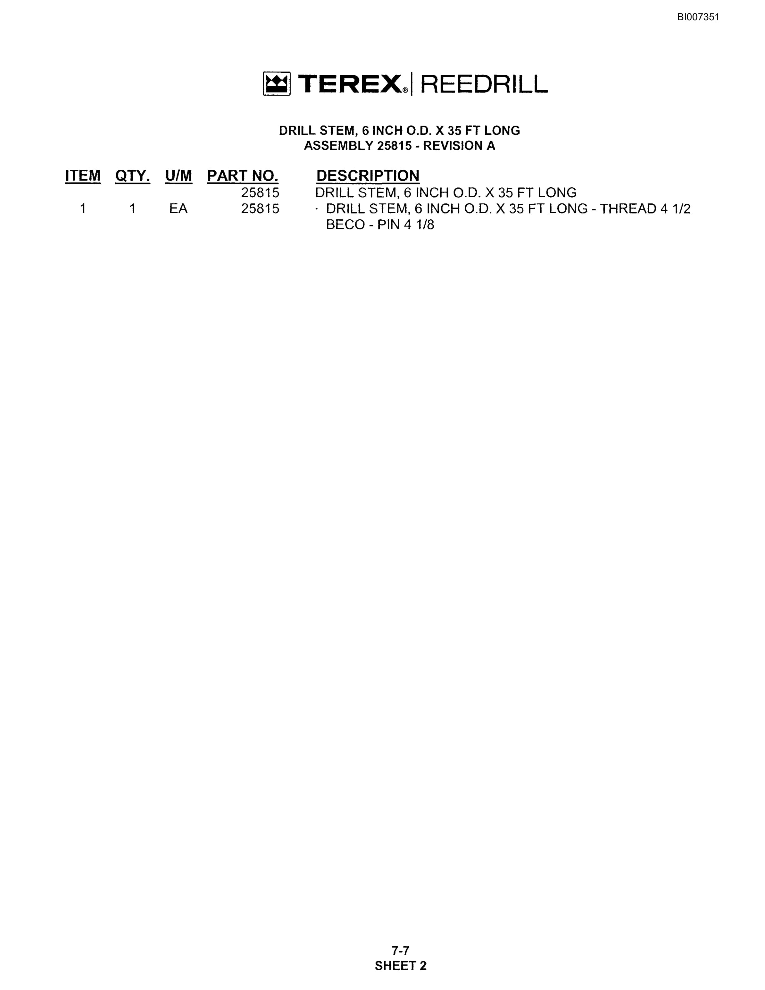 Bucyrus SKF Infinity Blasthole Drill Parts Catalog BI007351-5