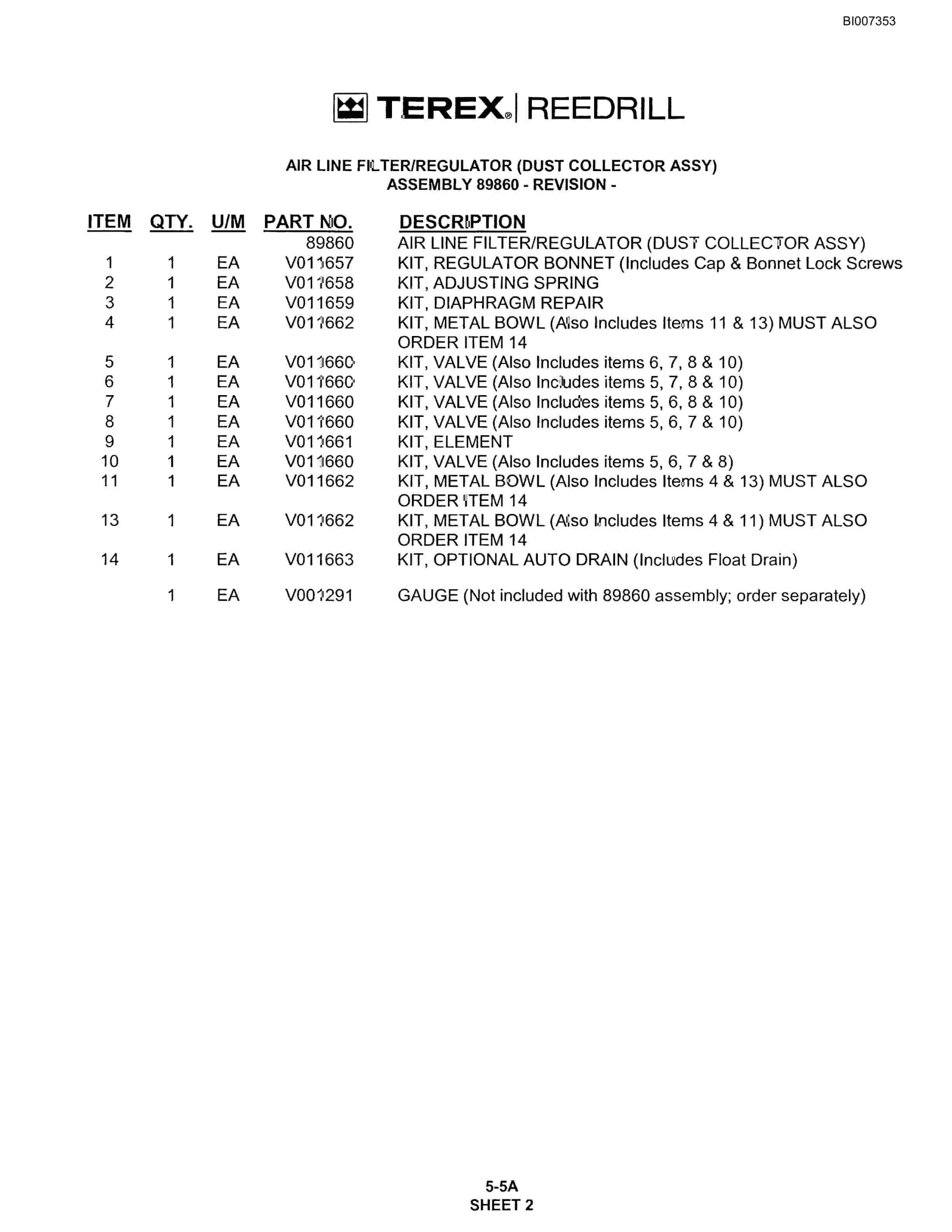 Bucyrus SKF Infinity Blasthole Drill Parts Catalog BI007353-2