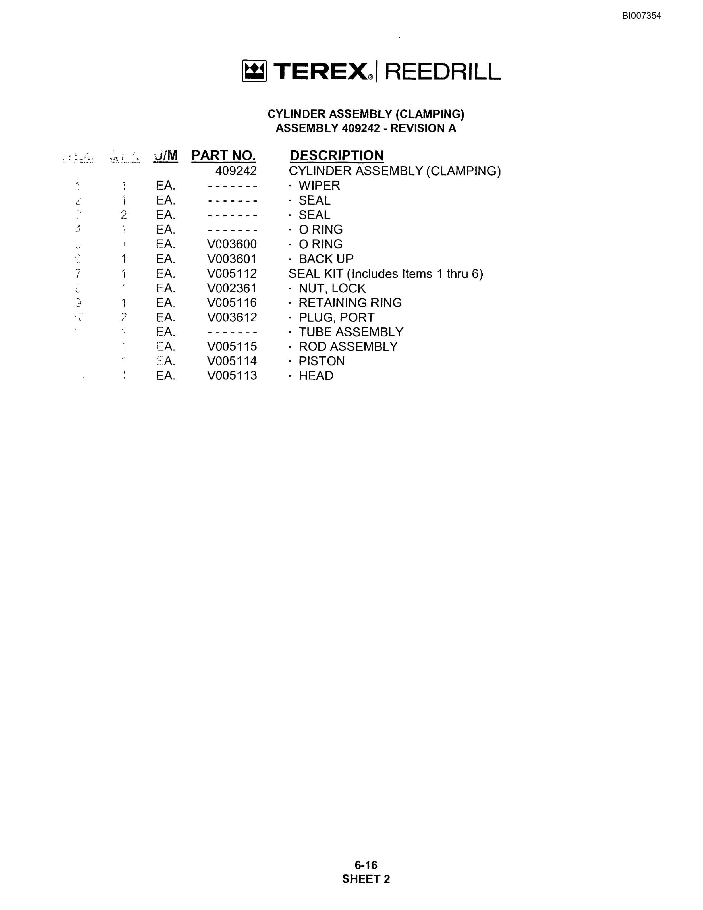Bucyrus SKF Infinity Blasthole Drill Parts Catalog BI007354-3