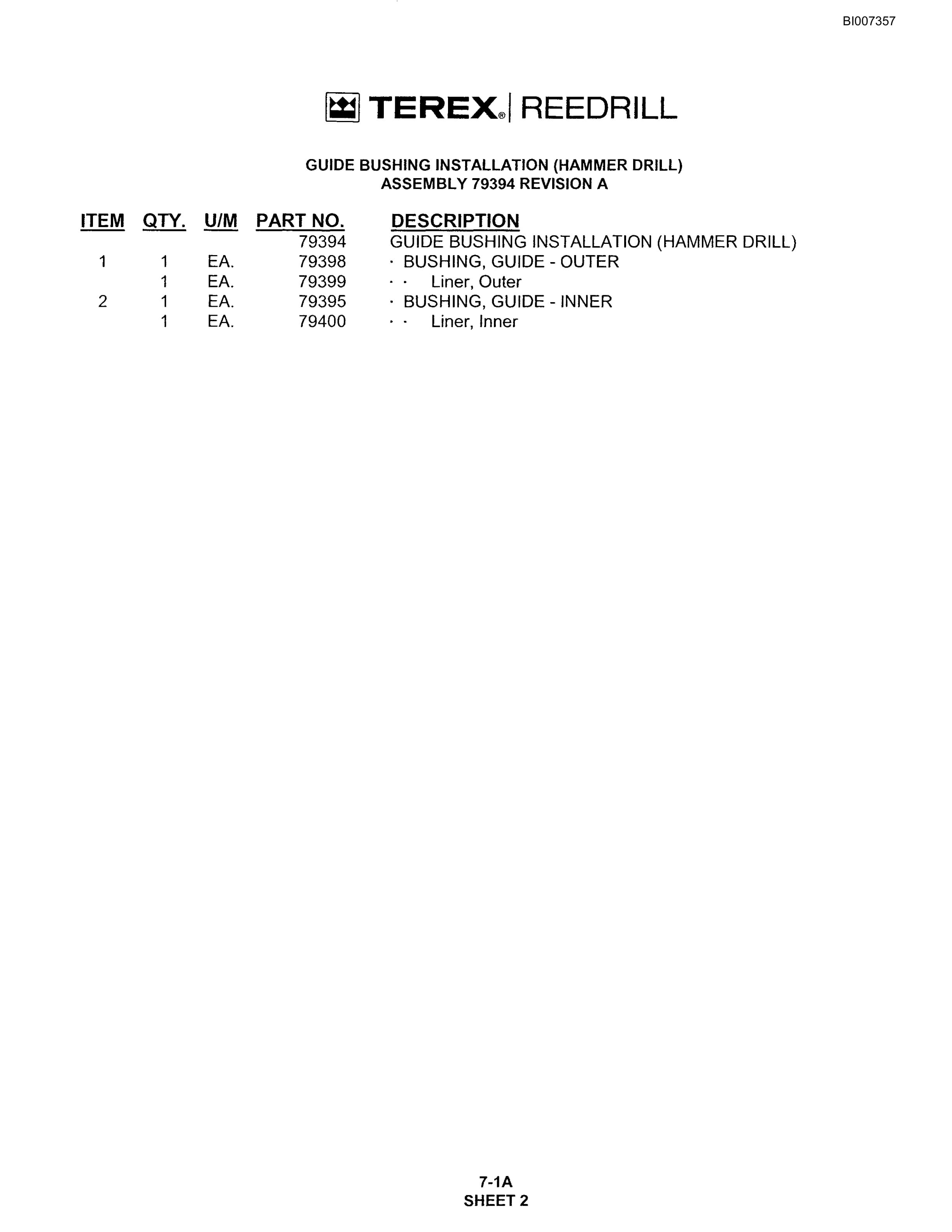 Bucyrus SKF Infinity Blasthole Drill Parts Catalog BI007357-3