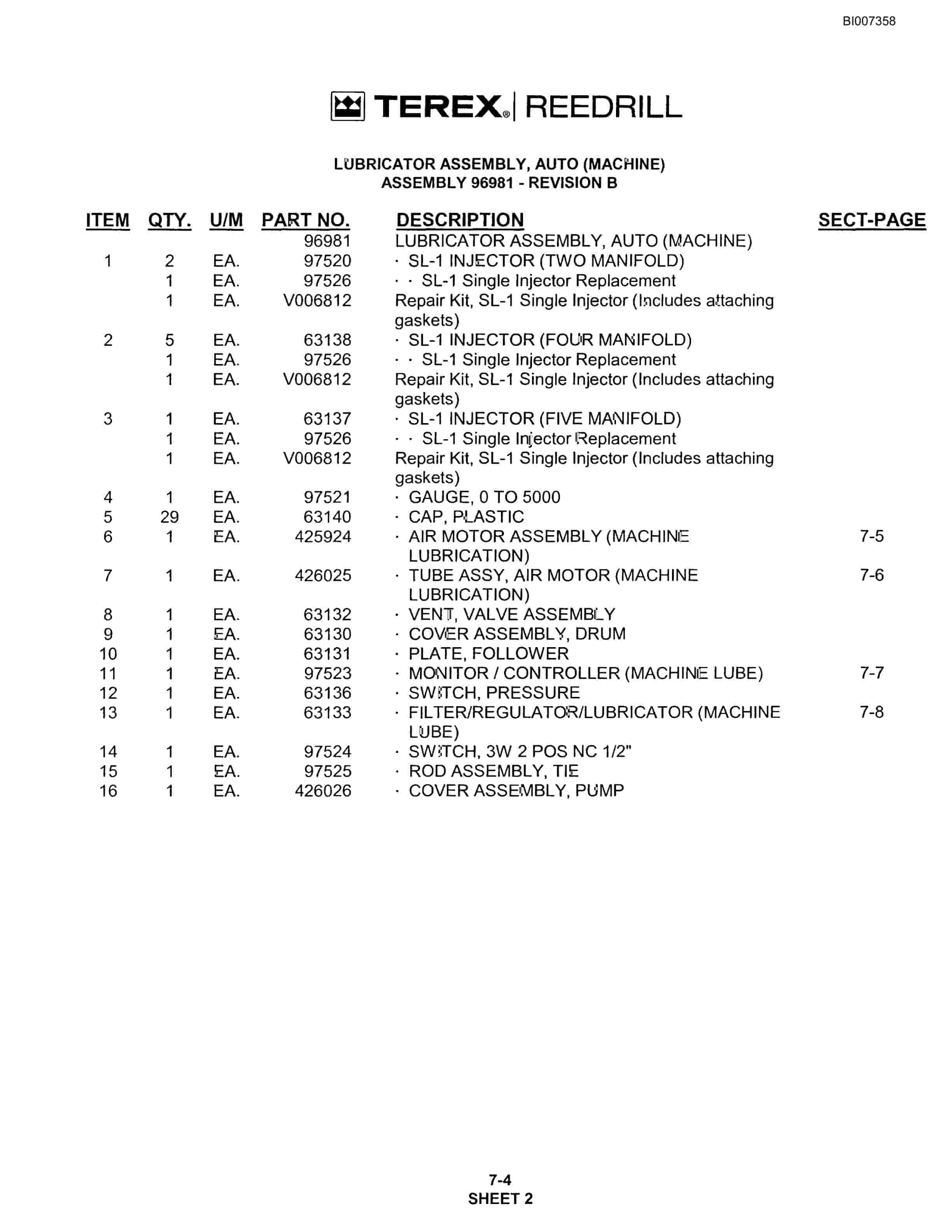 Bucyrus SKF Infinity Blasthole Drill Parts Catalog BI007358-3