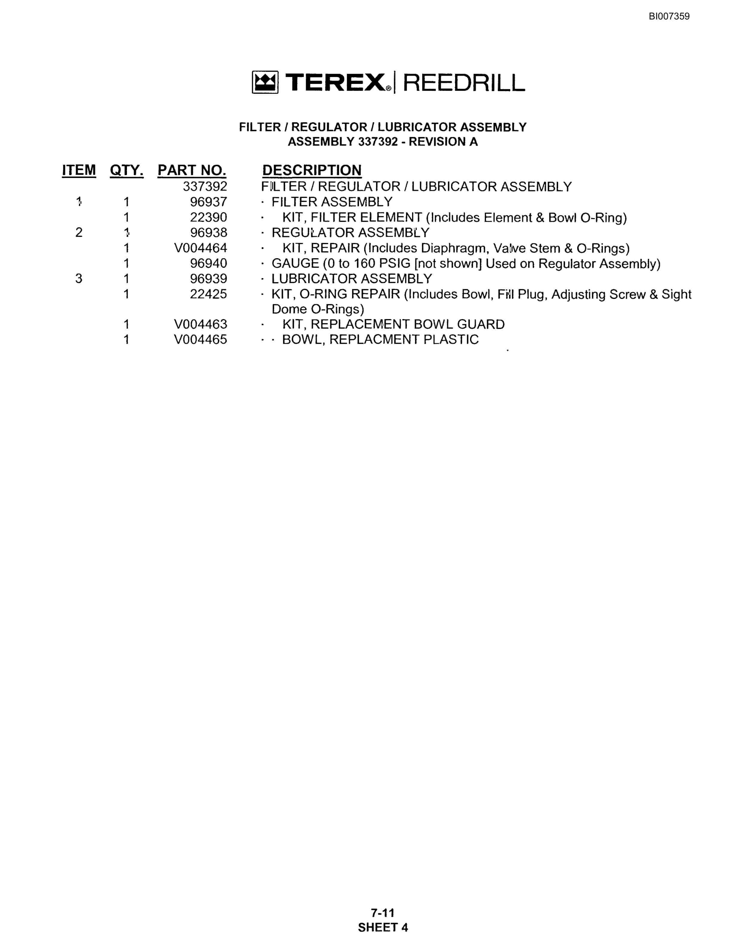 Bucyrus SKF Infinity Blasthole Drill Parts Catalog BI007359-3