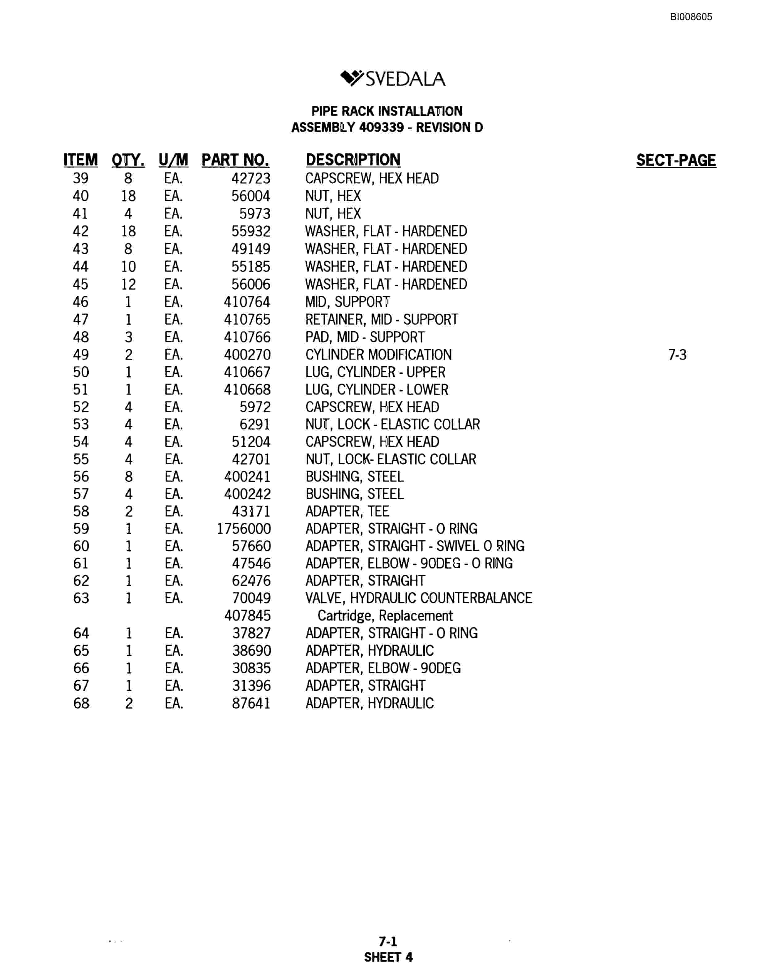 Bucyrus SKF Infinity Blasthole Drill Parts Catalog BI008605-3