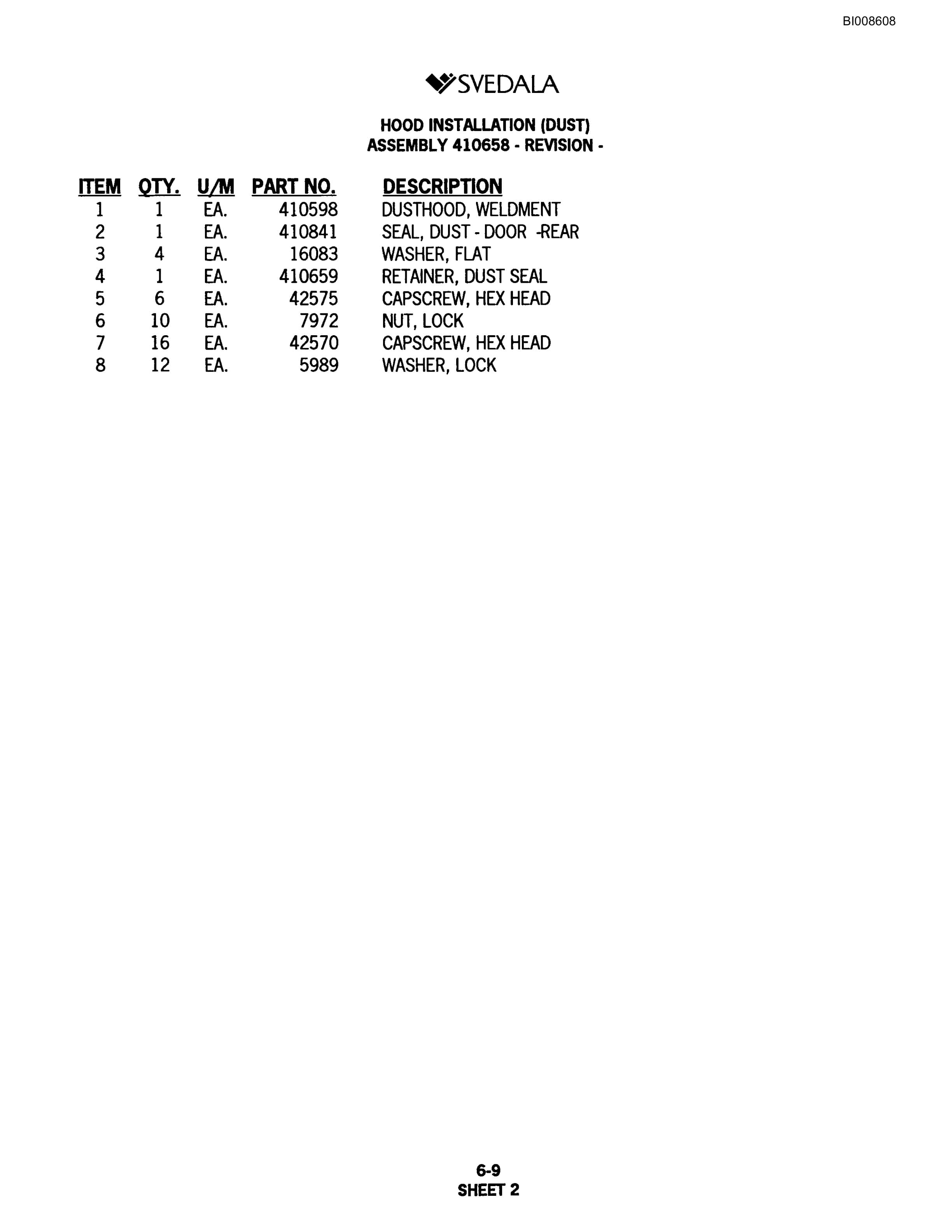 Bucyrus SKF Infinity Blasthole Drill Parts Catalog BI008608-3