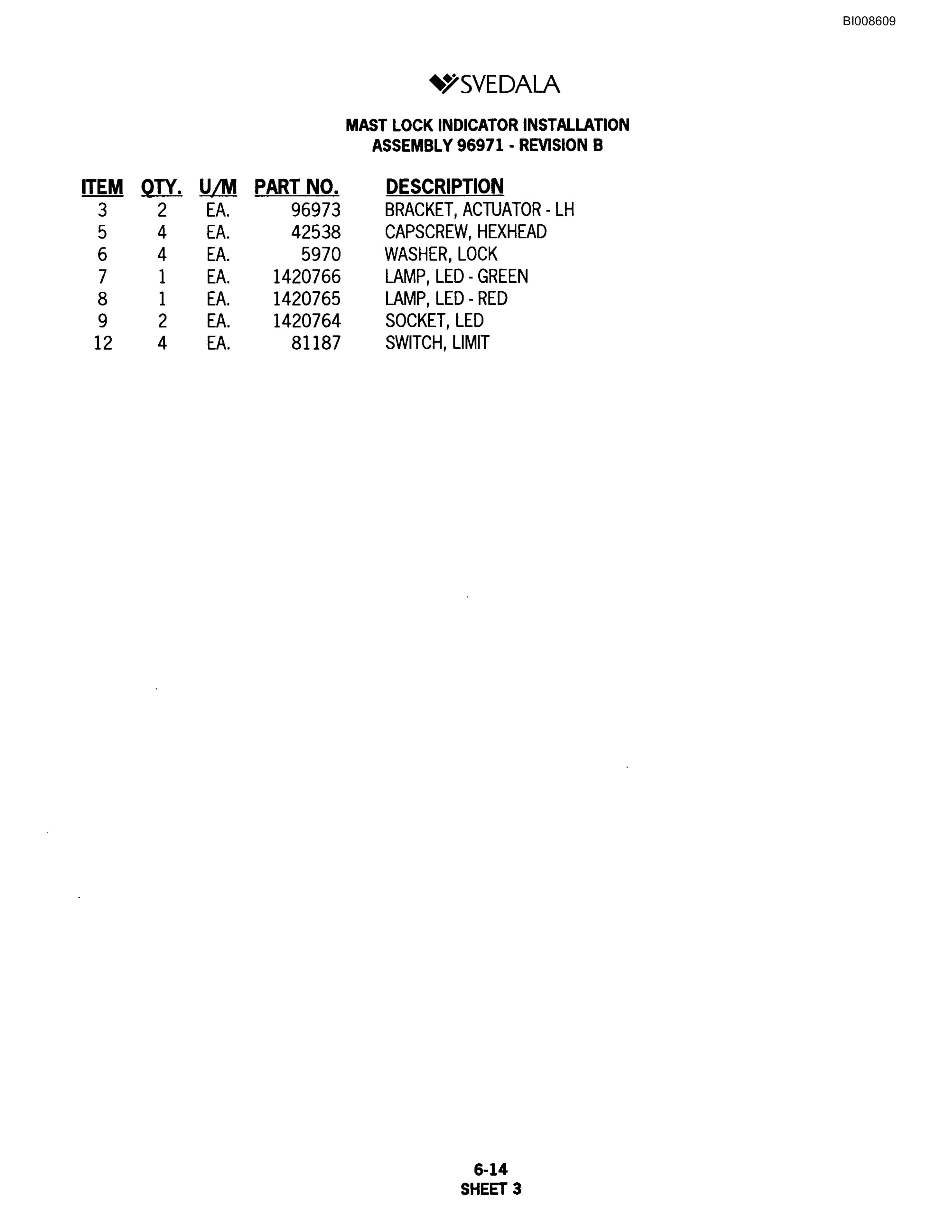 Bucyrus SKF Infinity Blasthole Drill Parts Catalog BI008609-3