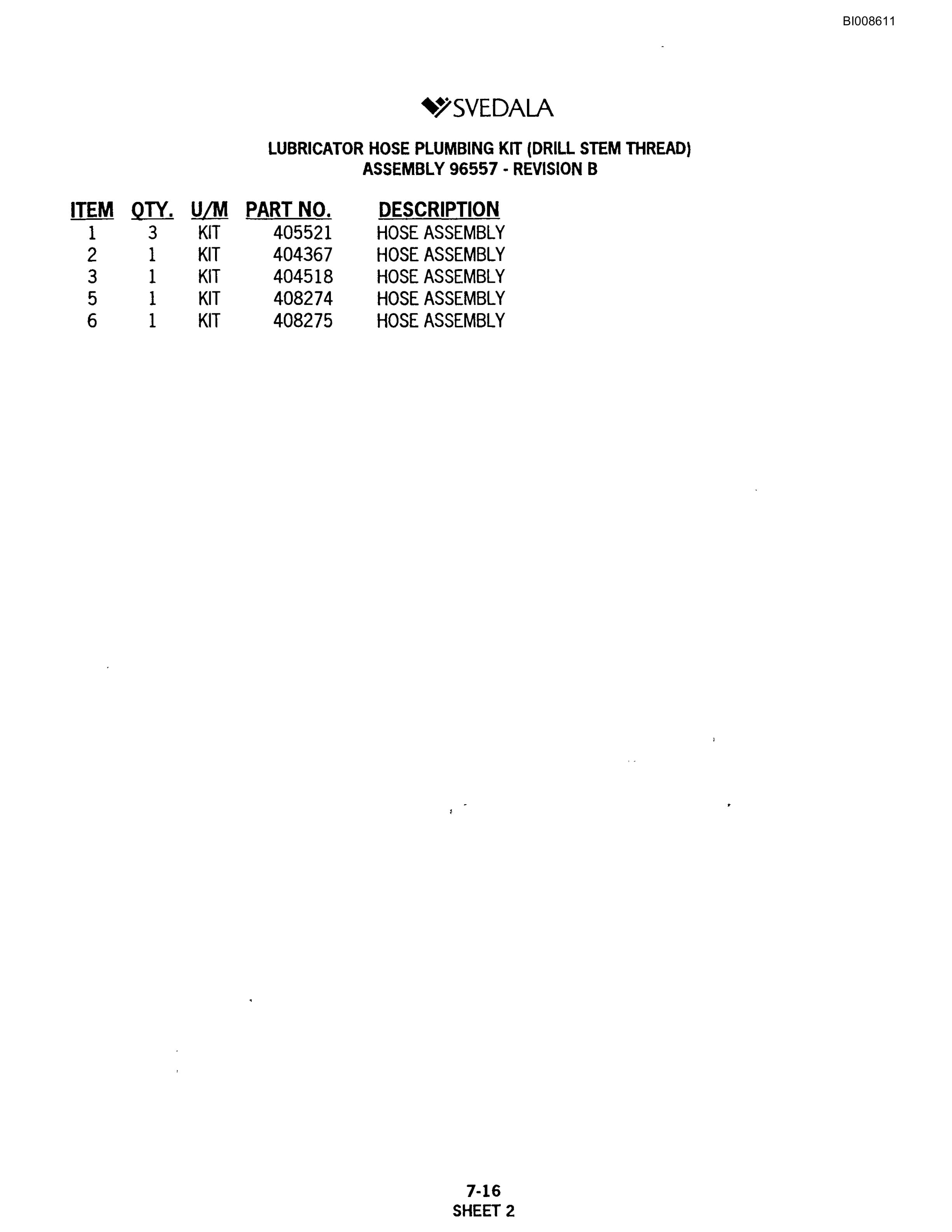 Bucyrus SKF Infinity Blasthole Drill Parts Catalog BI008611-4