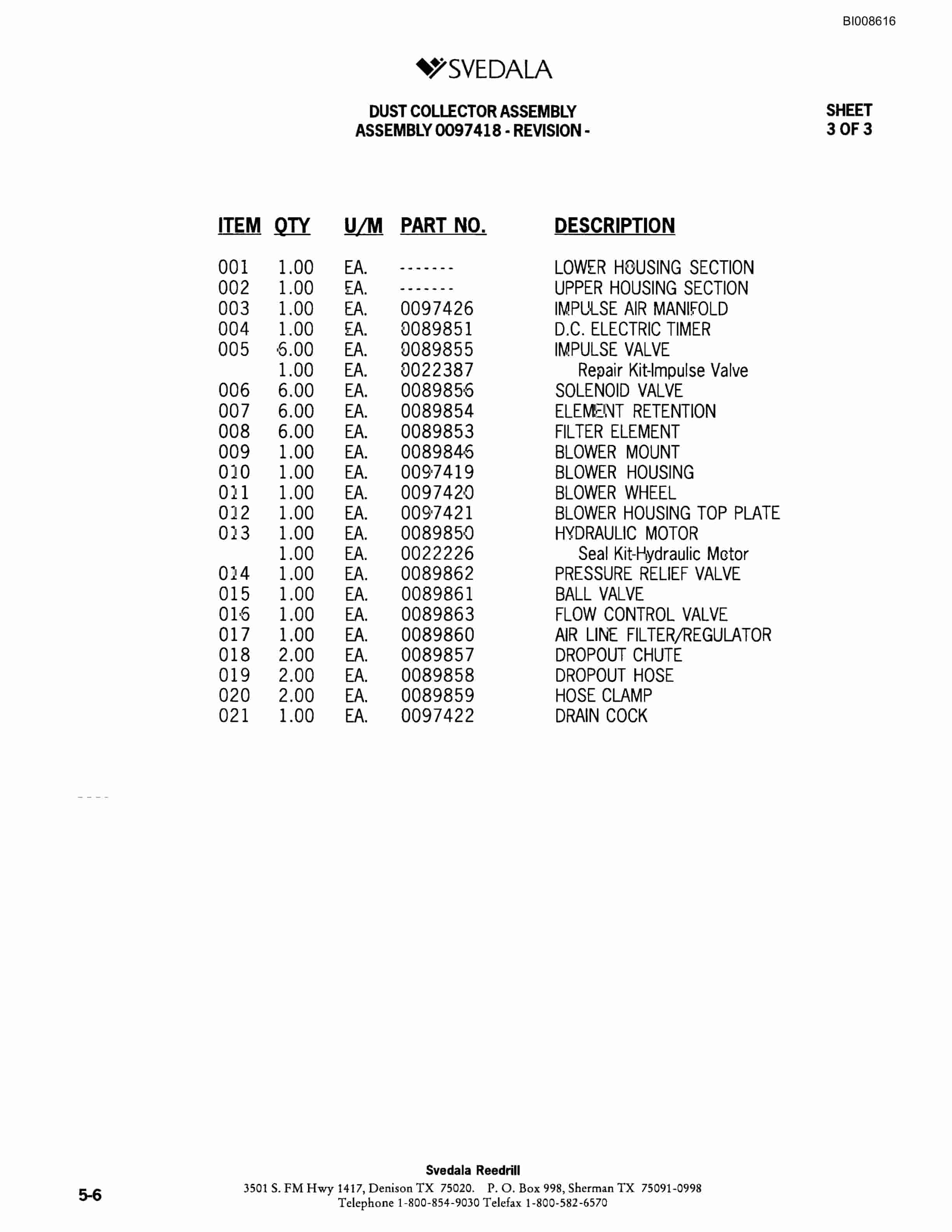 Bucyrus SKF Infinity Blasthole Drill Parts Catalog BI008616-2