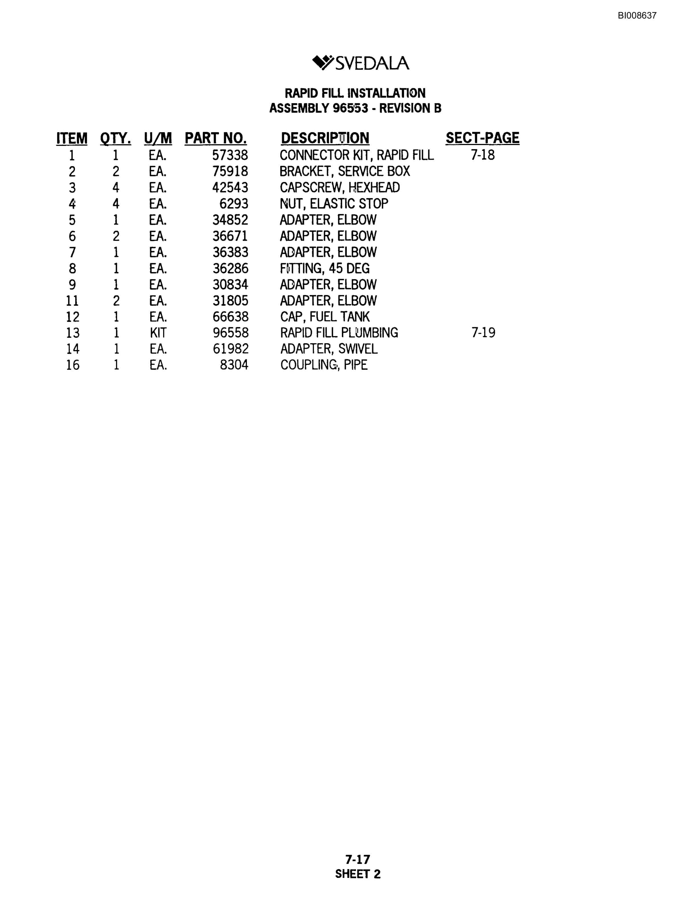 Bucyrus SKF Infinity Blasthole Drill Parts Catalog BI008637-4