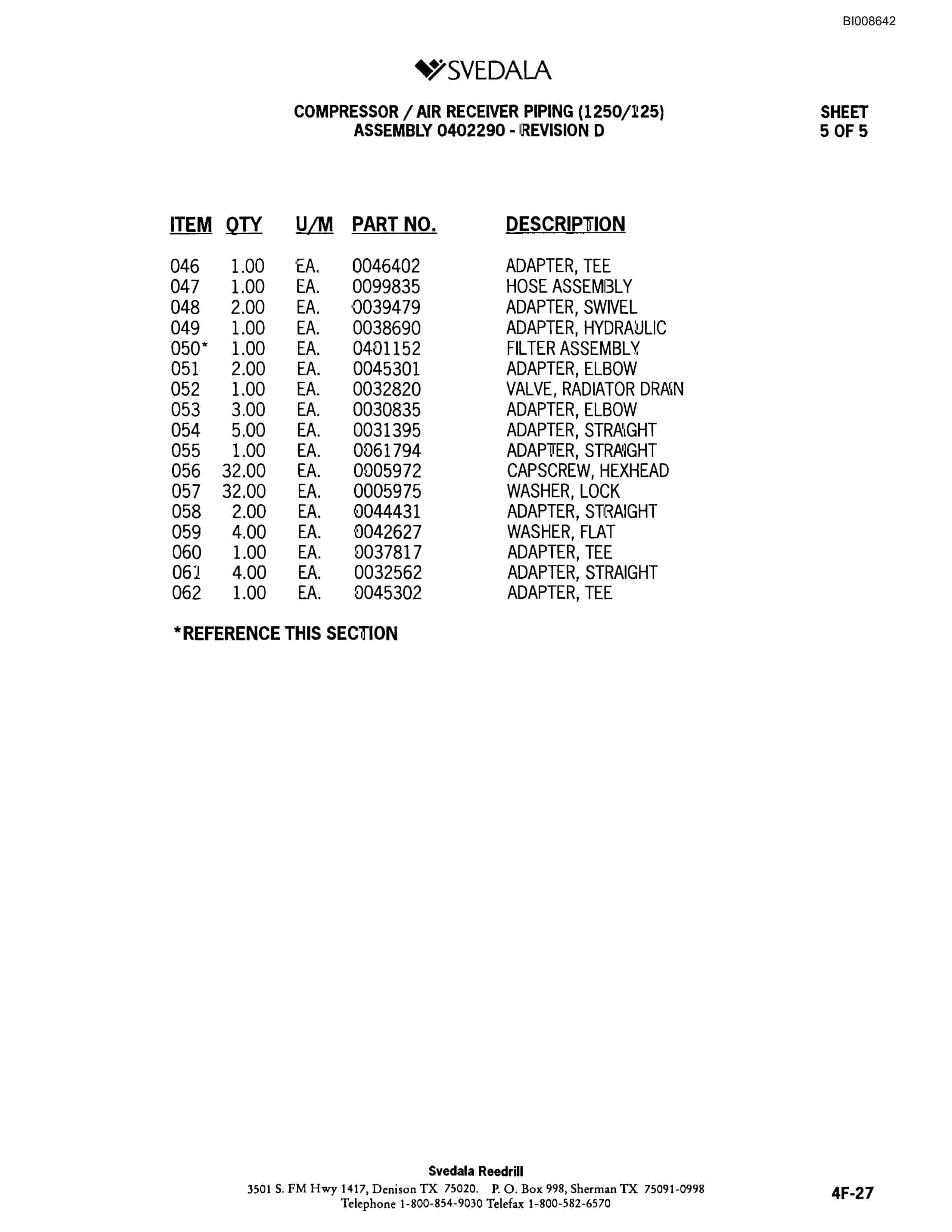 Bucyrus SKF Infinity Blasthole Drill Parts Catalog BI008642-2