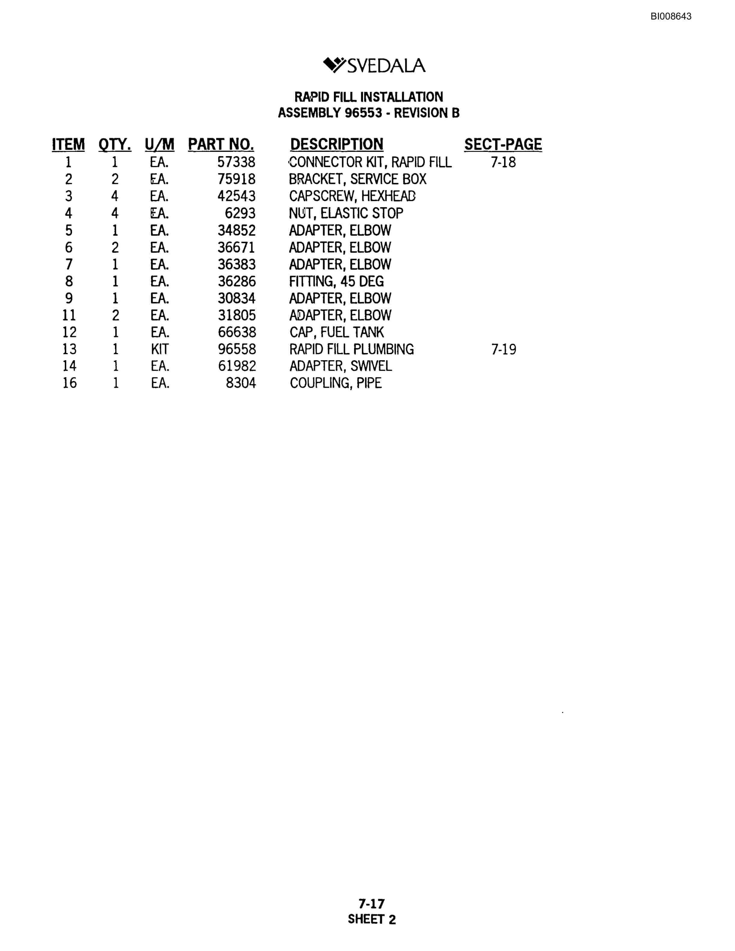 Bucyrus SKF Infinity Blasthole Drill Parts Catalog BI008643-4