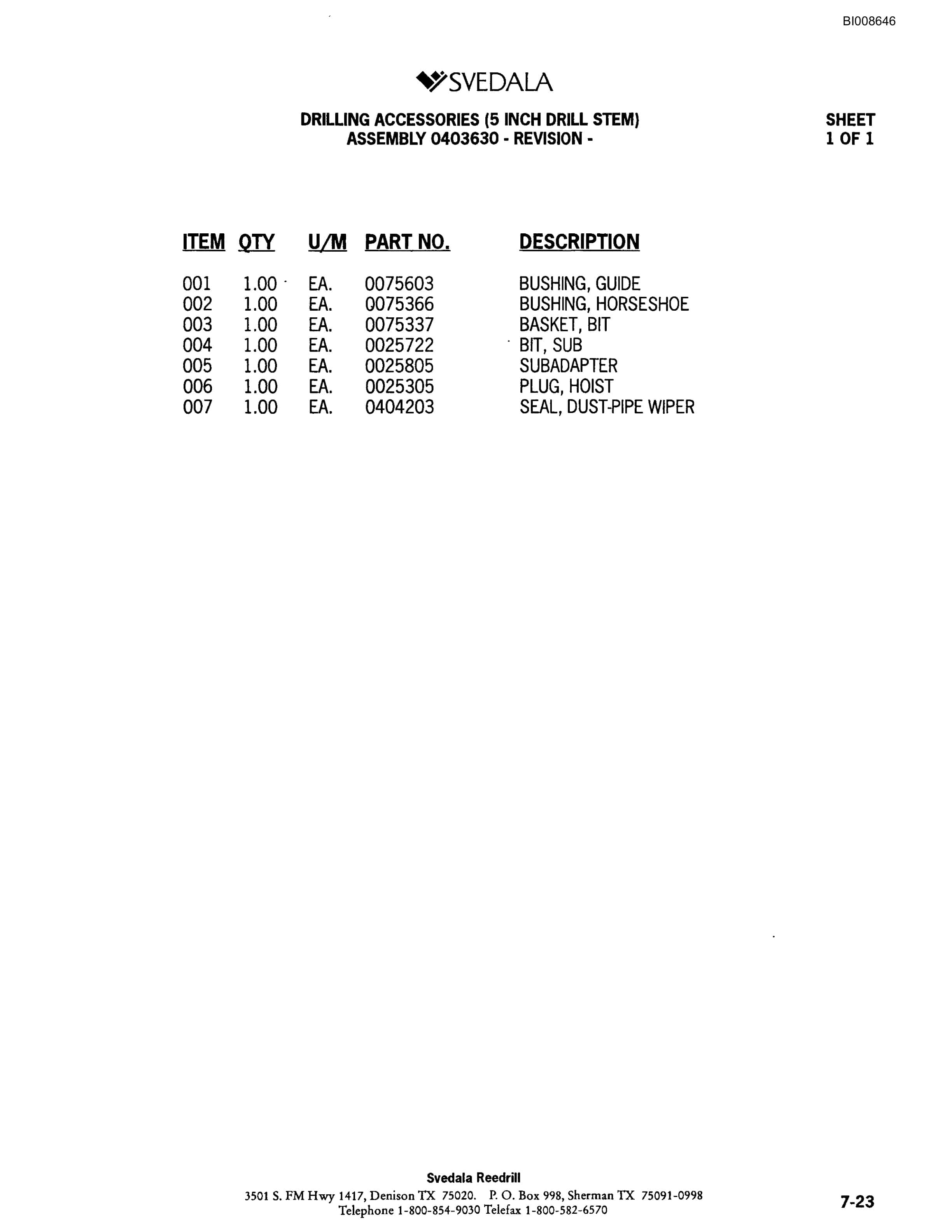Bucyrus SKF Infinity Blasthole Drill Parts Catalog BI008646-3