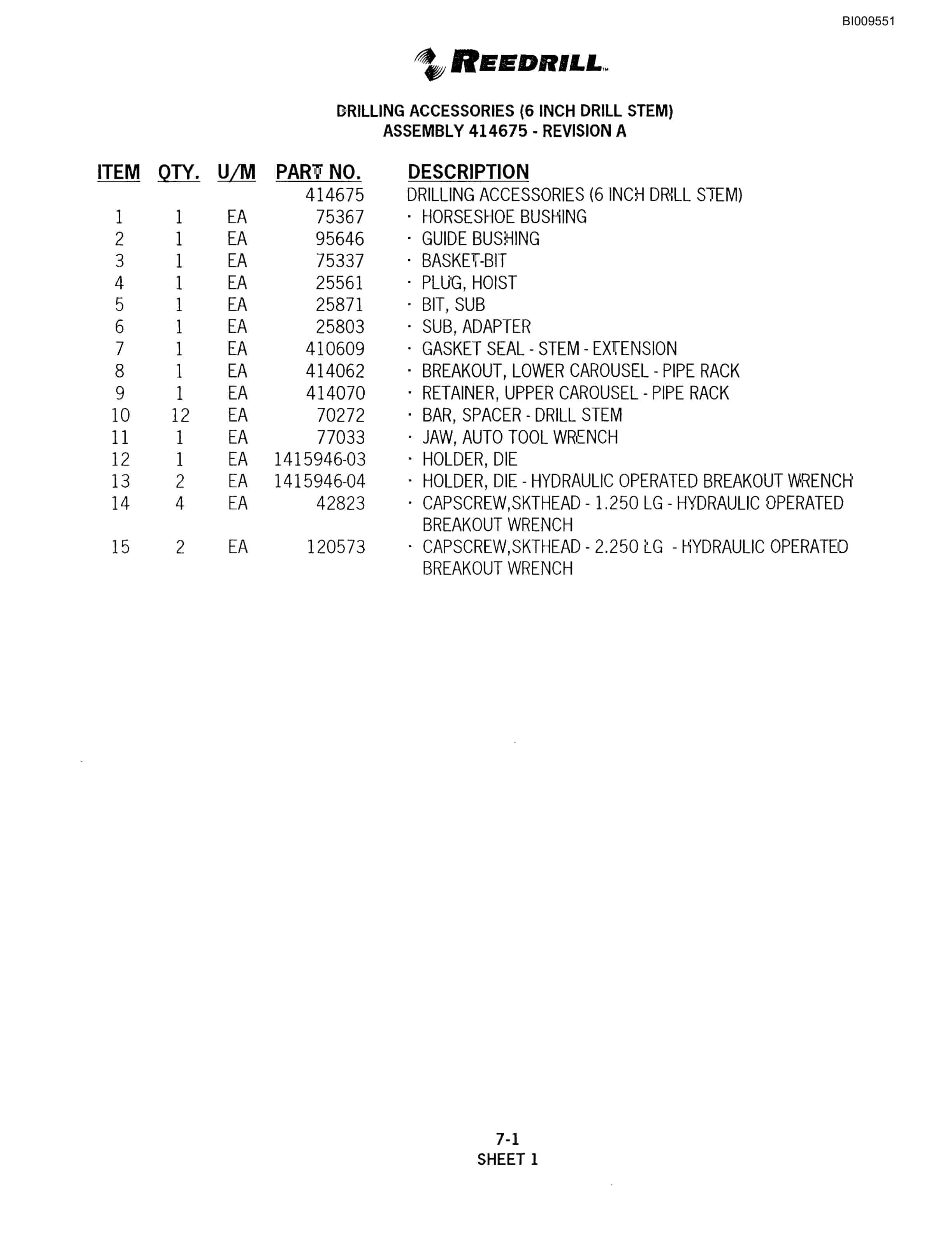 Bucyrus SKF Infinity Blasthole Drill Parts Catalog BI009551-4