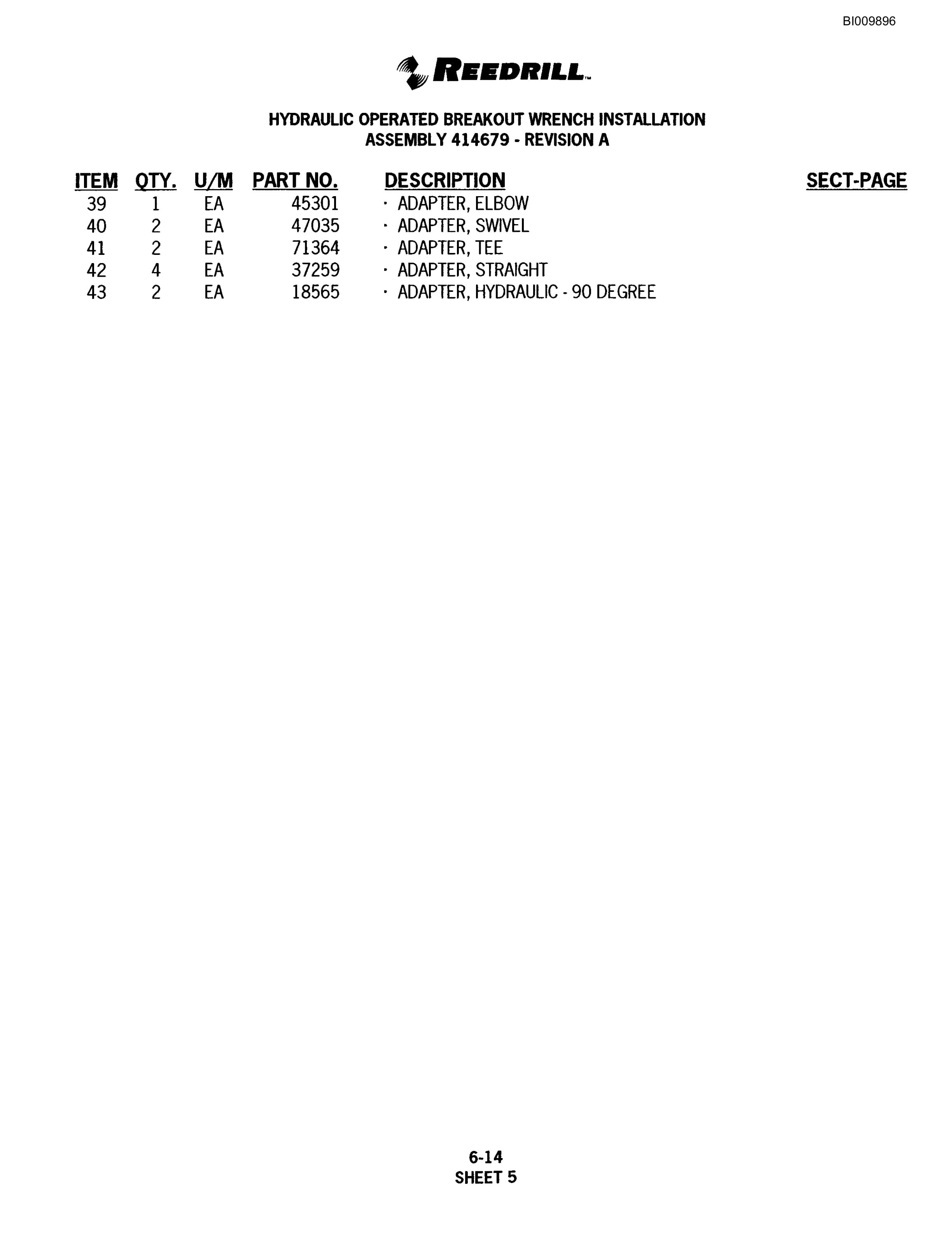 Bucyrus SKF Infinity Blasthole Drill Parts Catalog BI009896-3