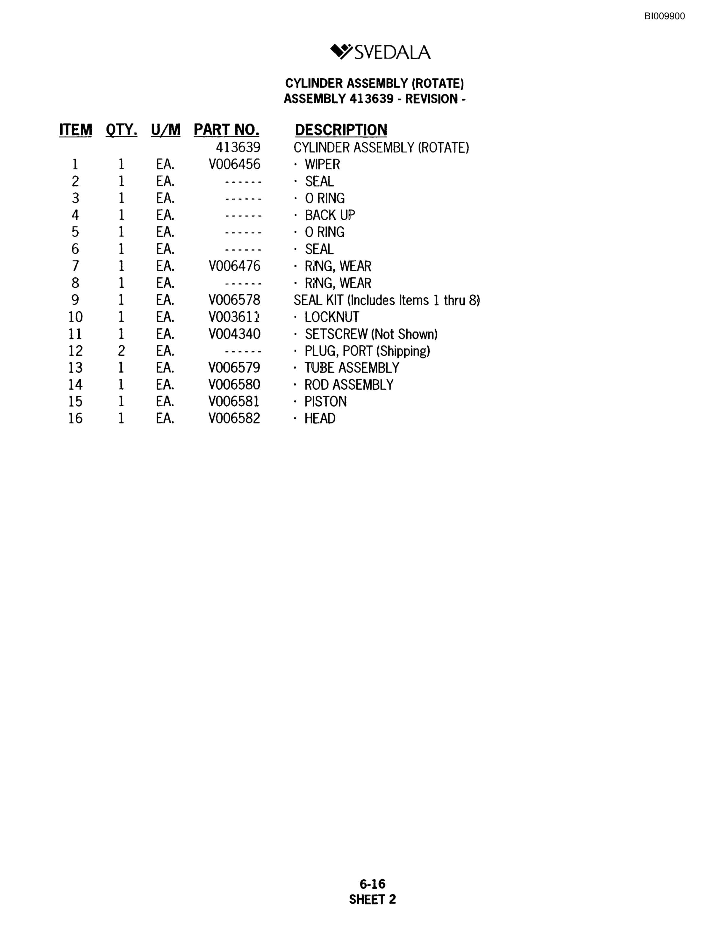 Bucyrus SKF Infinity Blasthole Drill Parts Catalog BI009900-3