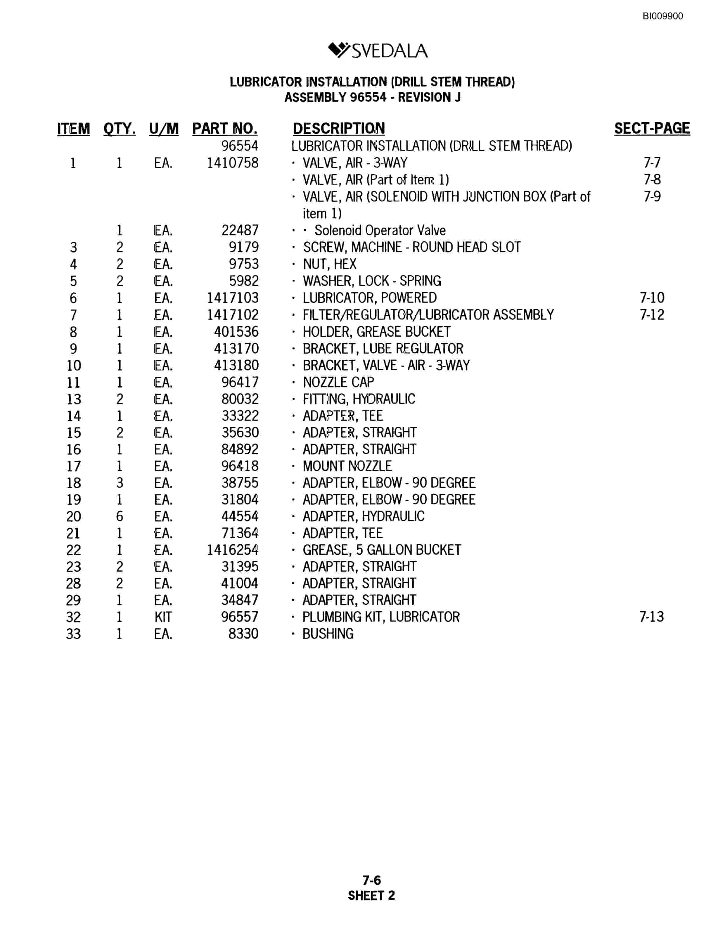 Bucyrus SKF Infinity Blasthole Drill Parts Catalog BI009900-4