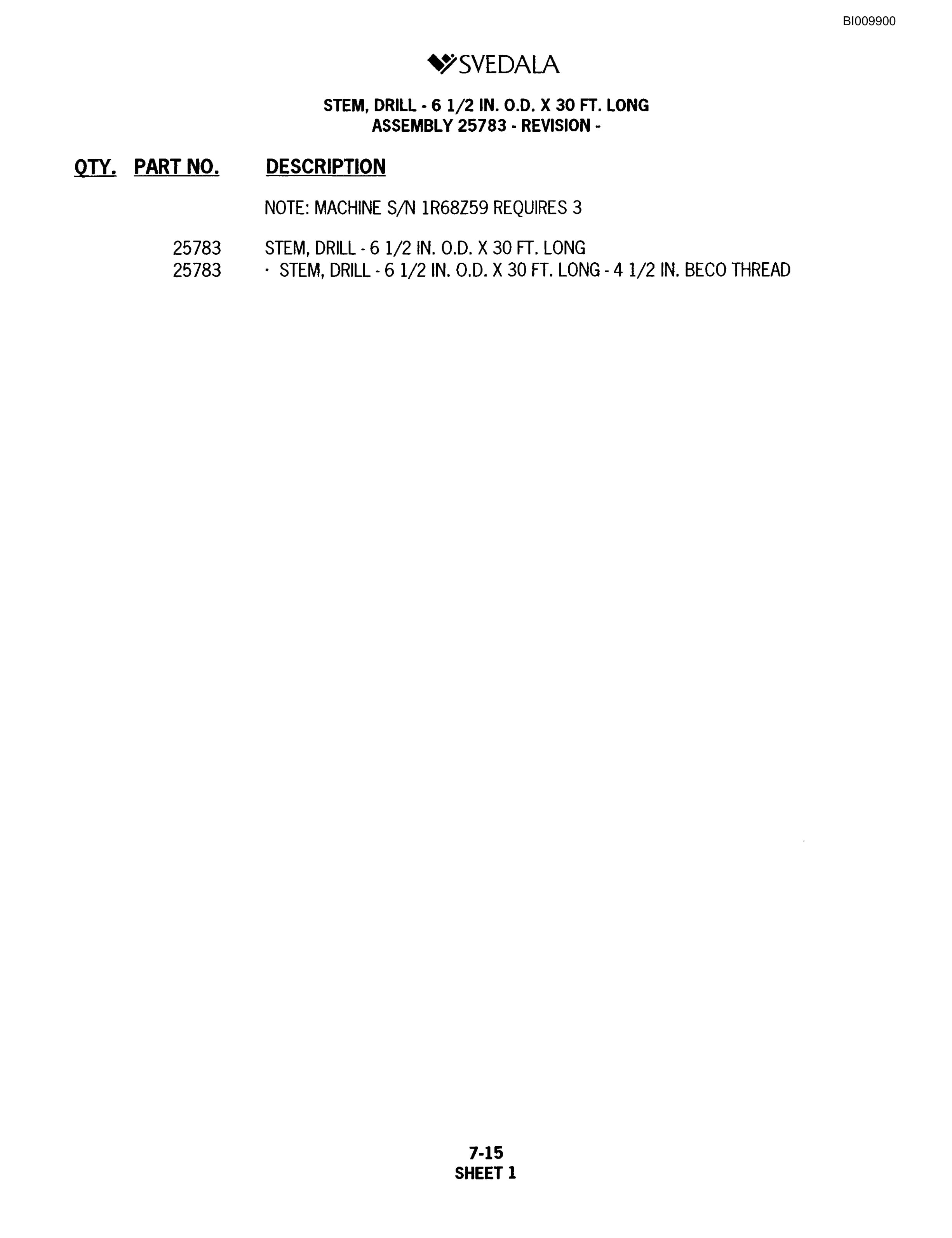 Bucyrus SKF Infinity Blasthole Drill Parts Catalog BI009900-5