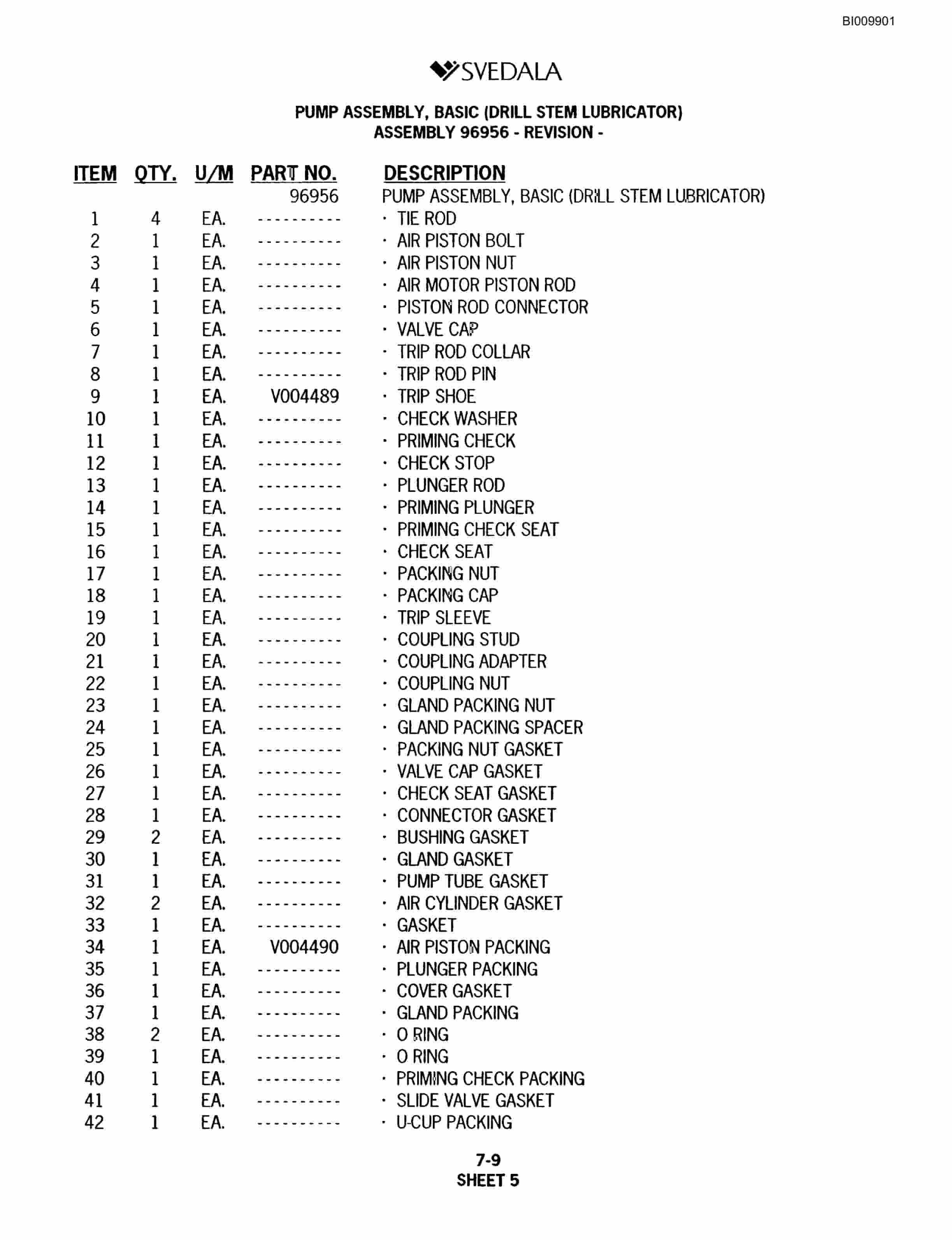 Bucyrus SKF Infinity Blasthole Drill Parts Catalog BI009901-5