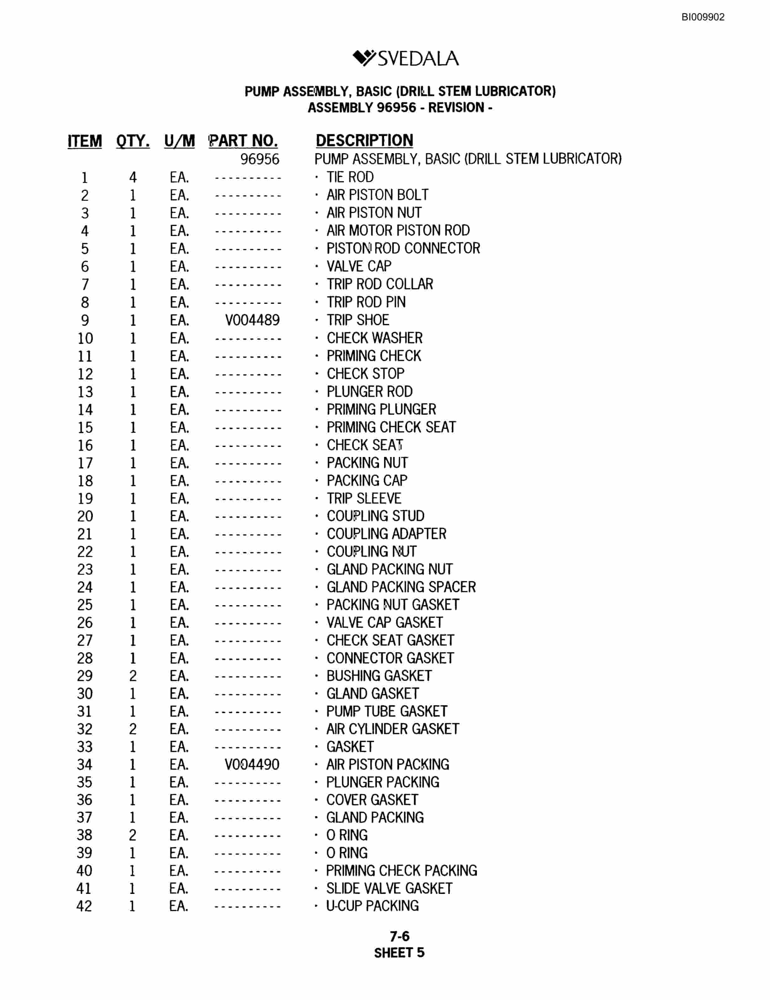 Bucyrus SKF Infinity Blasthole Drill Parts Catalog BI009902-5
