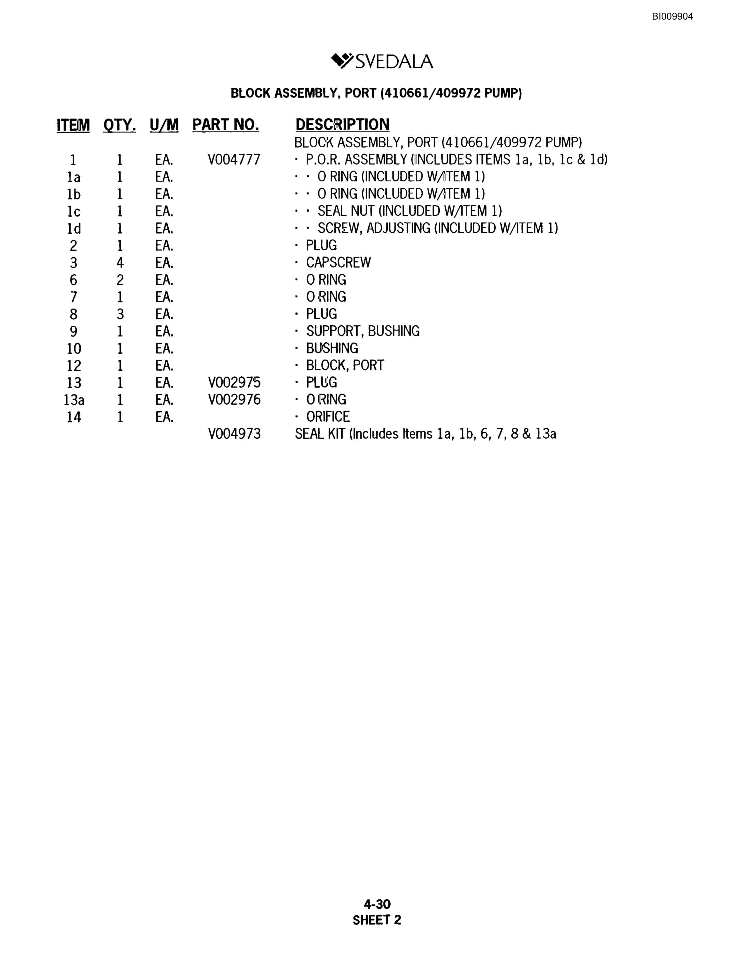 Bucyrus SKF Infinity Blasthole Drill Parts Catalog BI009904-2
