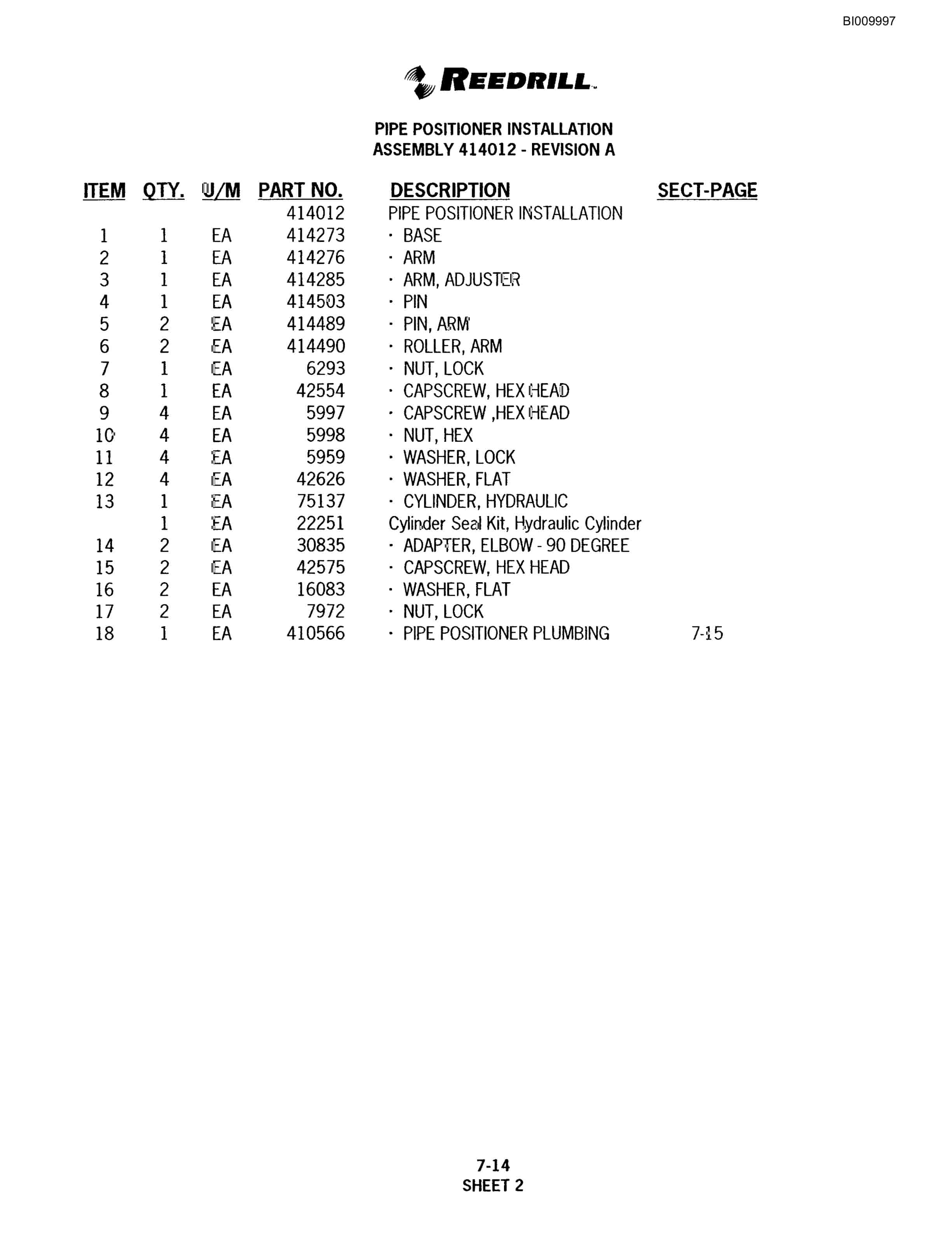 Bucyrus SKF Infinity Blasthole Drill Parts Catalog BI009997-5