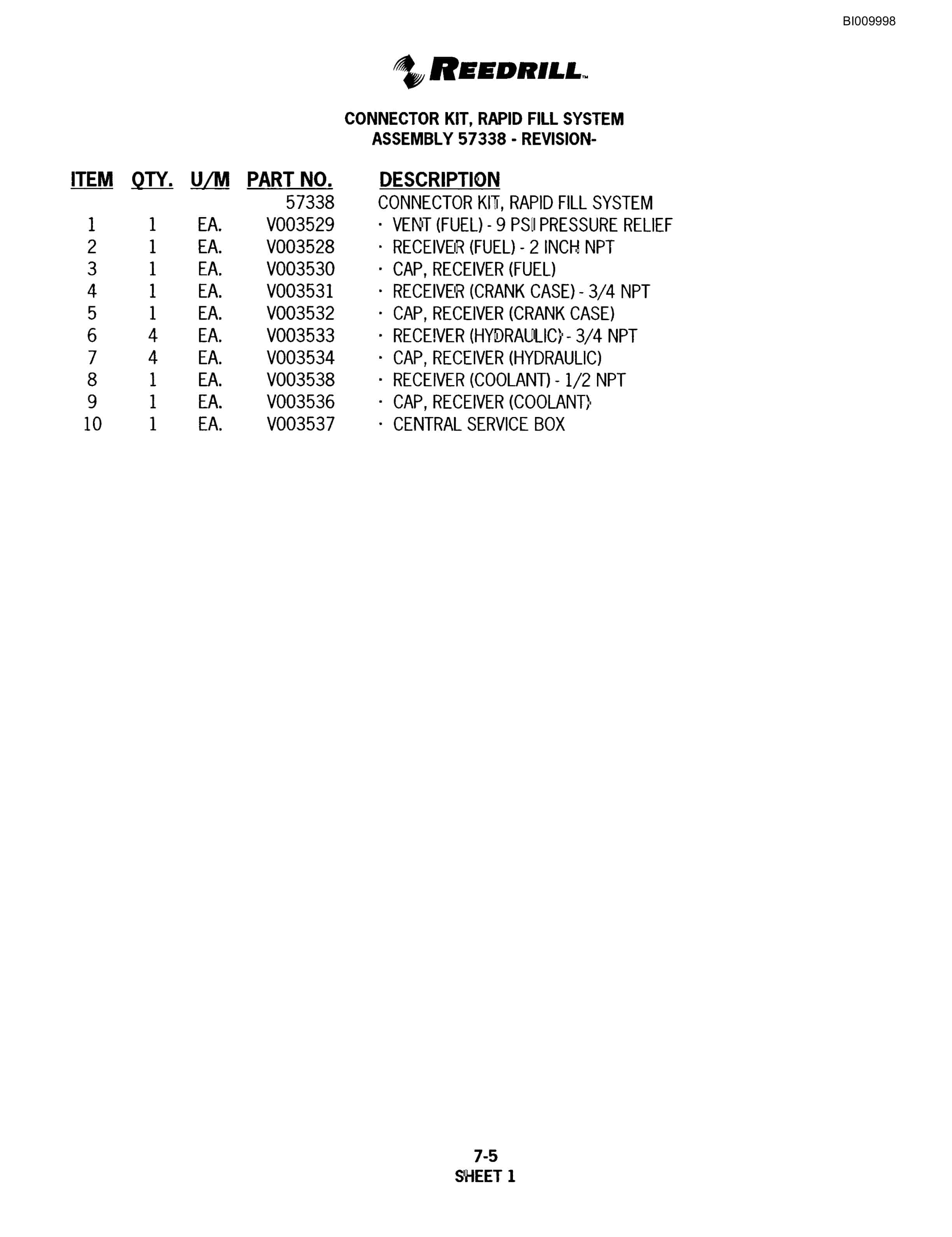 Bucyrus SKF Infinity Blasthole Drill Parts Catalog BI009998-4
