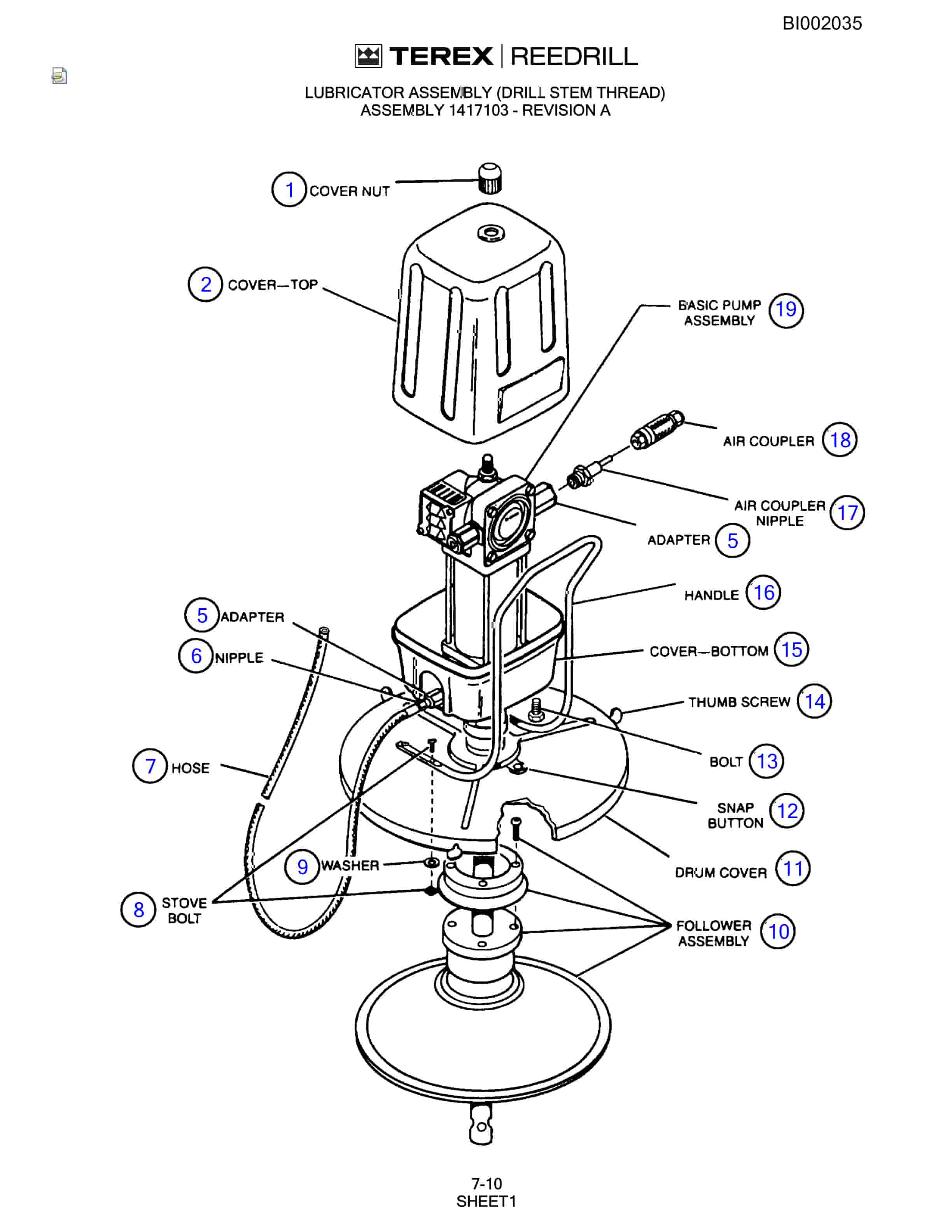 Bucyrus SKF Rotary Blasthole Drill Parts Catalog BI002035-5