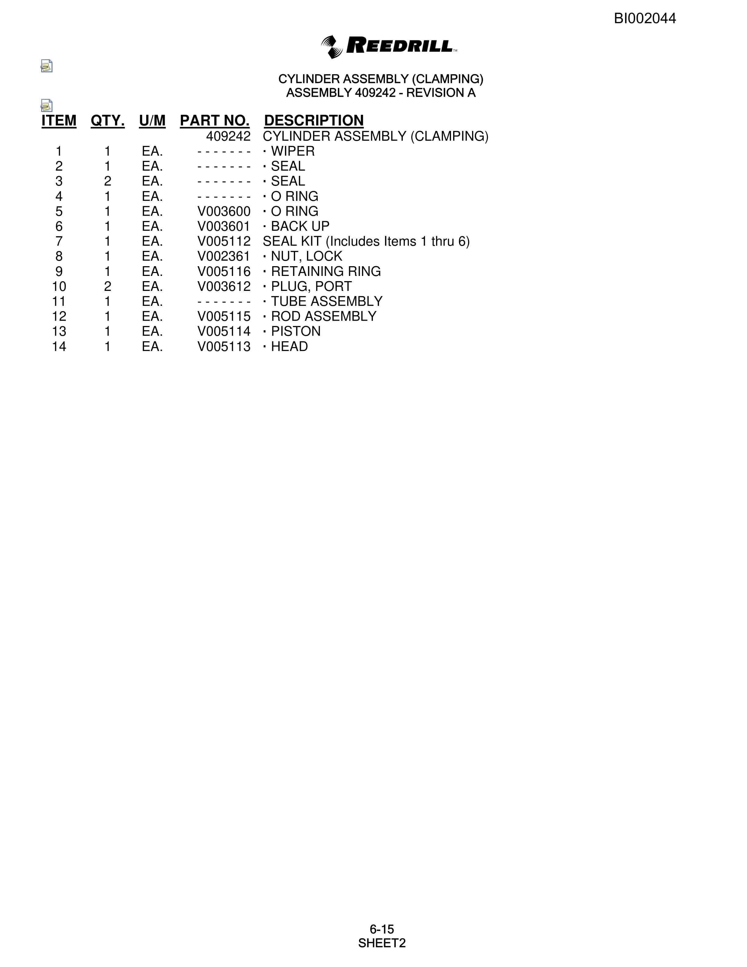 Bucyrus SKF Rotary Blasthole Drill Parts Catalog BI002044-4