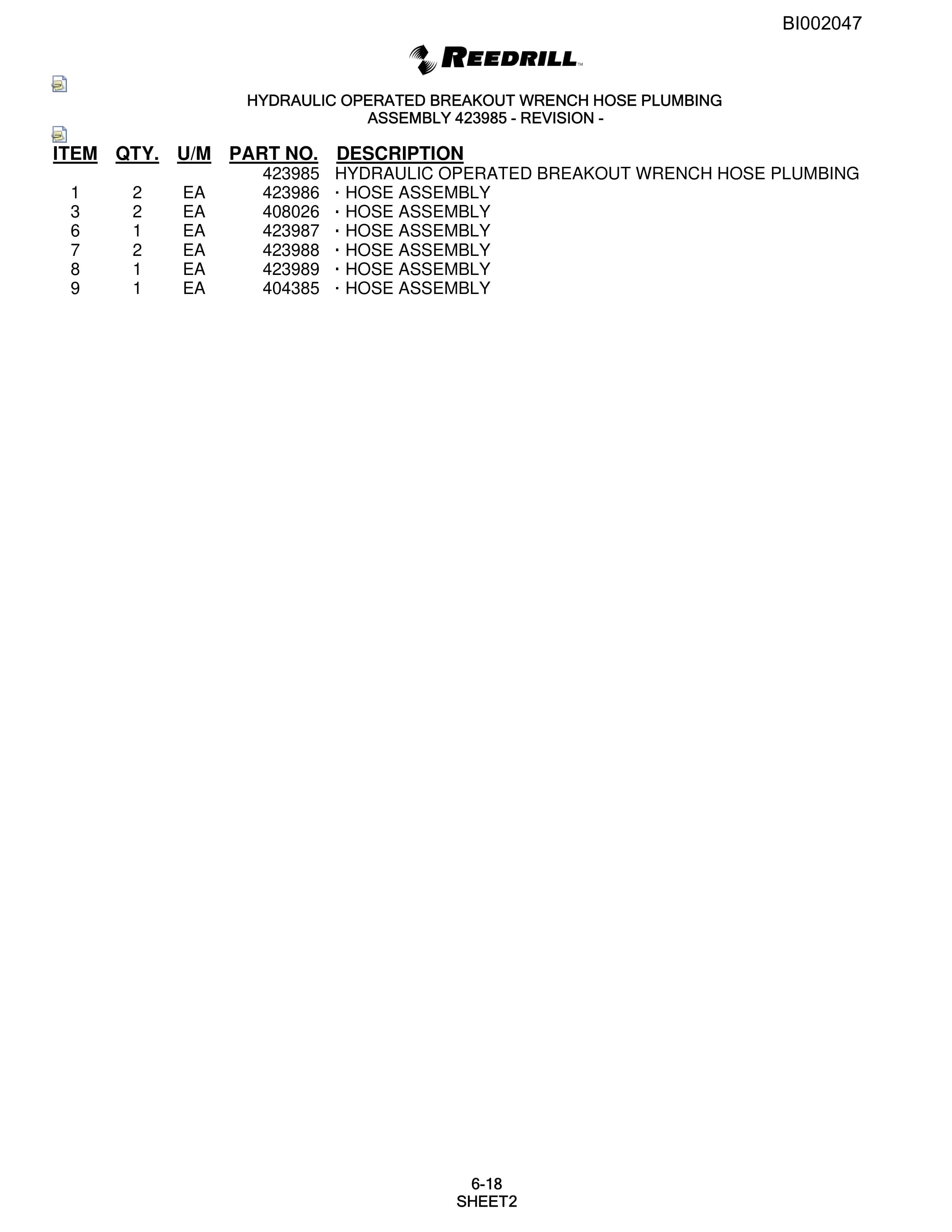 Bucyrus SKF Rotary Blasthole Drill Parts Catalog BI002047-3
