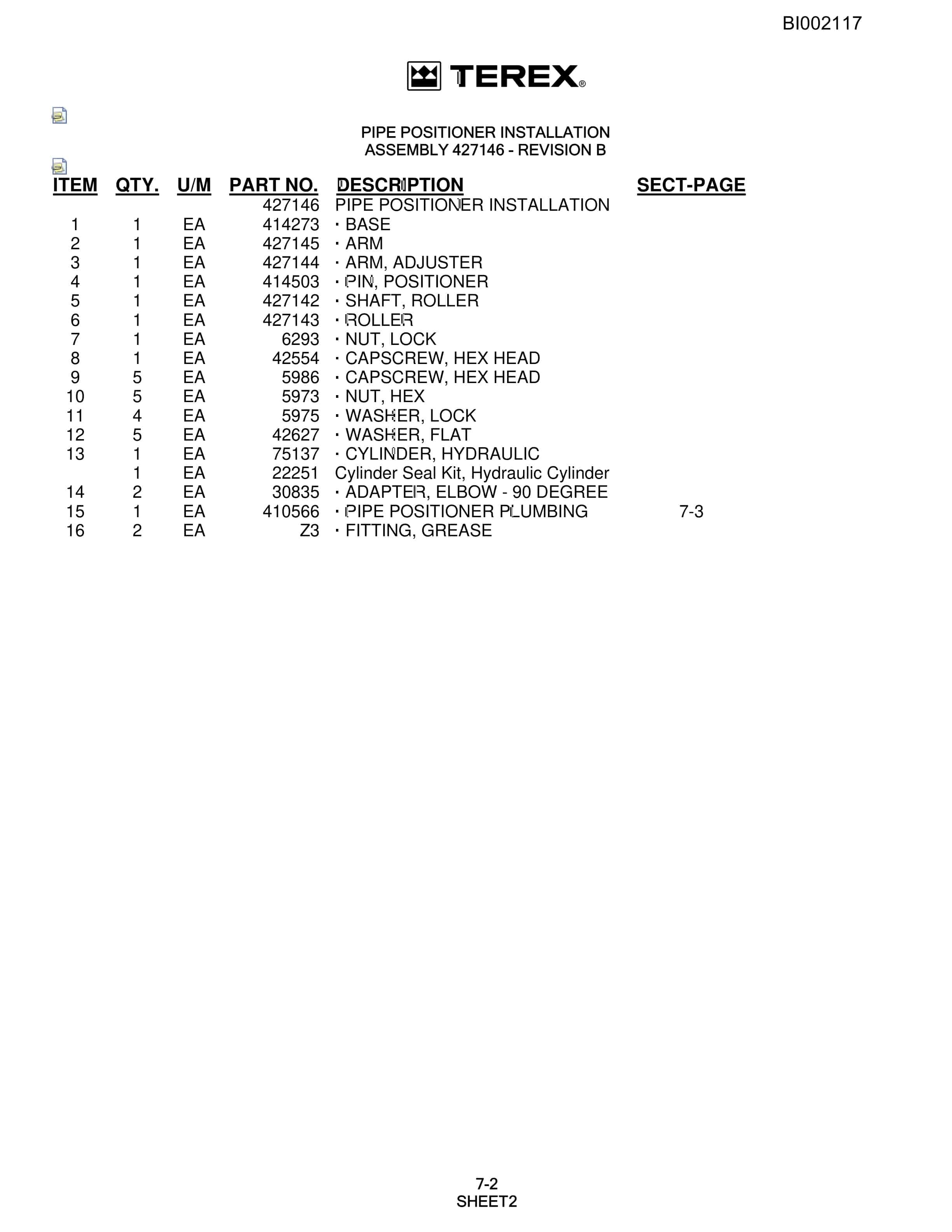 Bucyrus SKF Rotary Blasthole Drill Parts Catalog BI002117-3