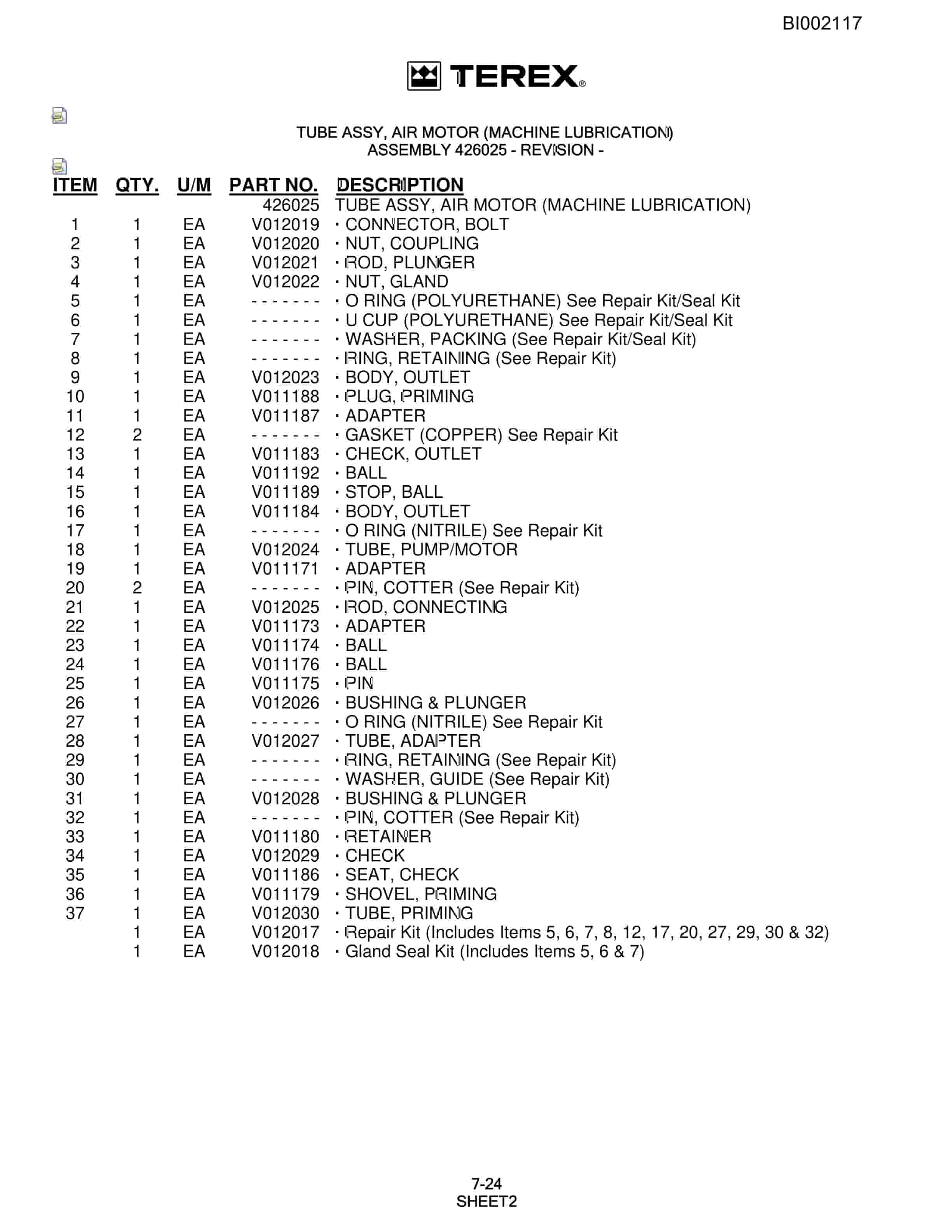 Bucyrus SKF Rotary Blasthole Drill Parts Catalog BI002117-4