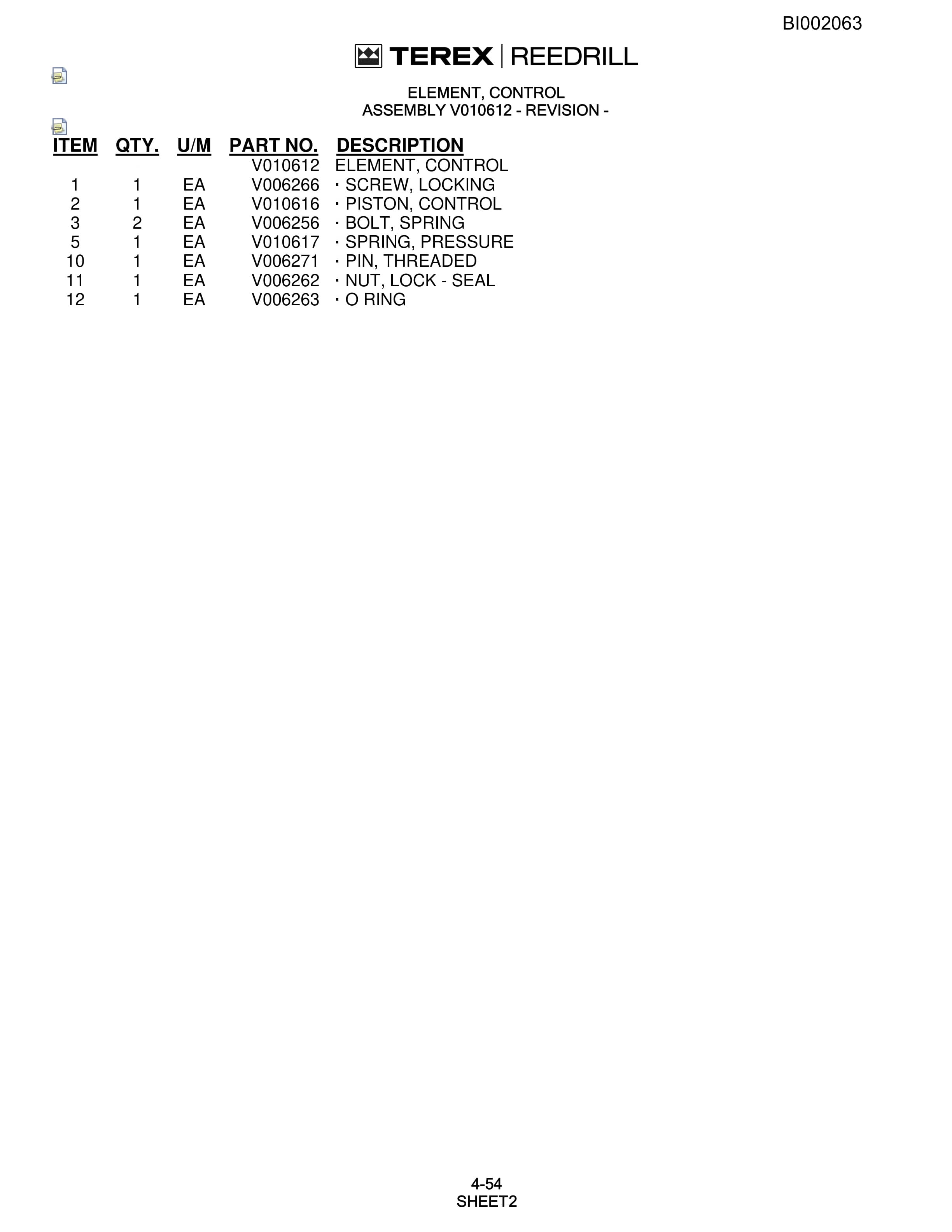 Bucyrus SKS-12 Infinity Blasthole Drill Parts Catalog BI002063-2