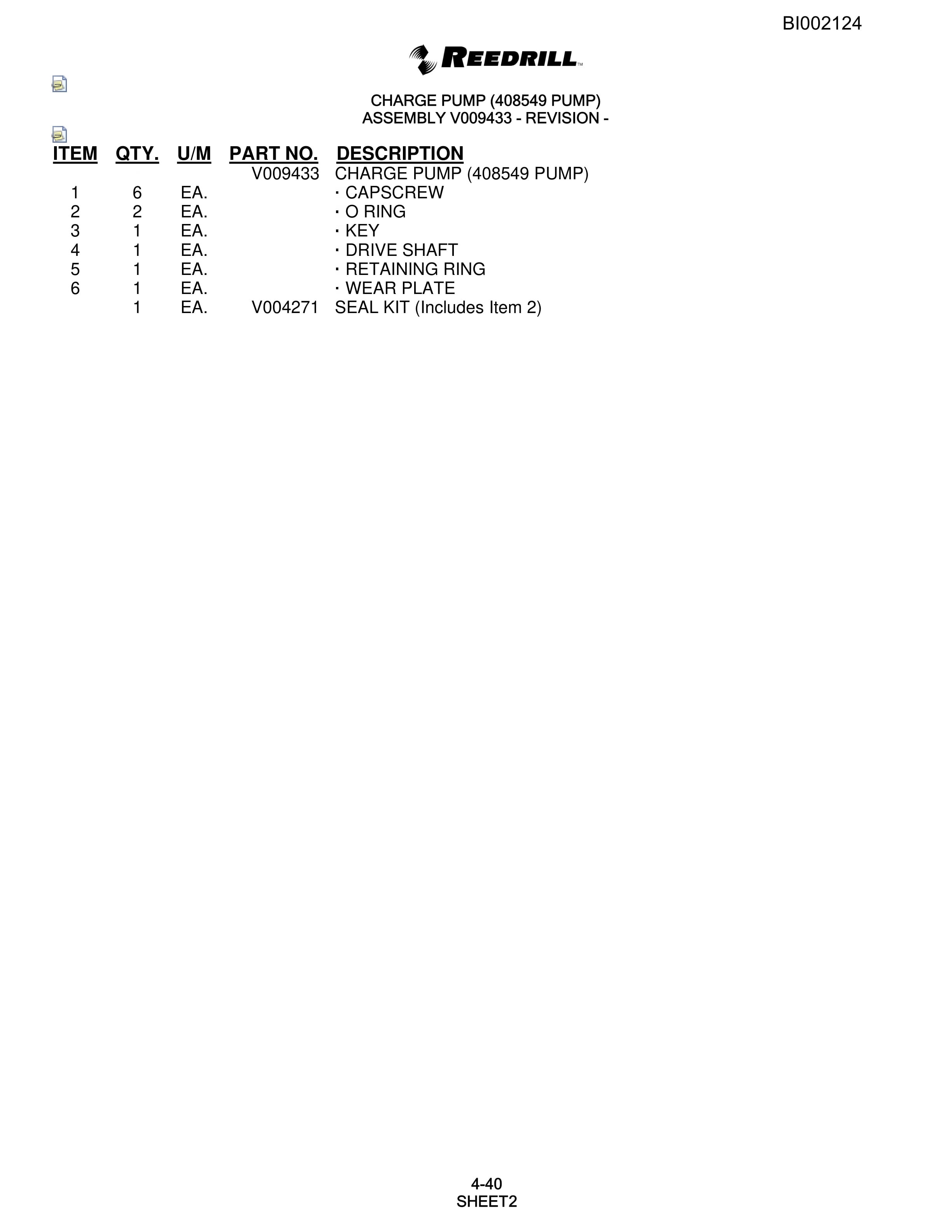Bucyrus SKS-12 Infinity Blasthole Drill Parts Catalog BI002124-2