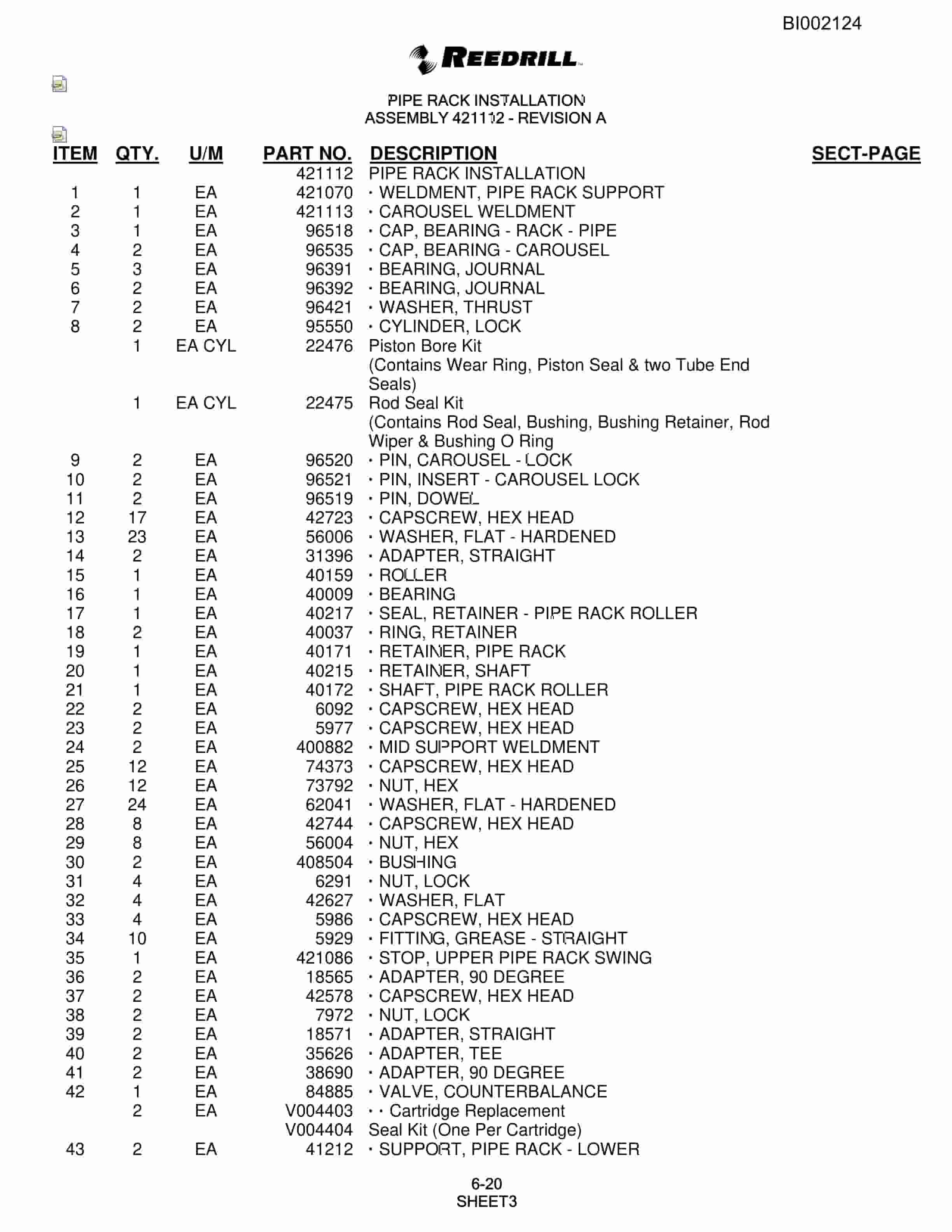 Bucyrus SKS-12 Infinity Blasthole Drill Parts Catalog BI002124-4