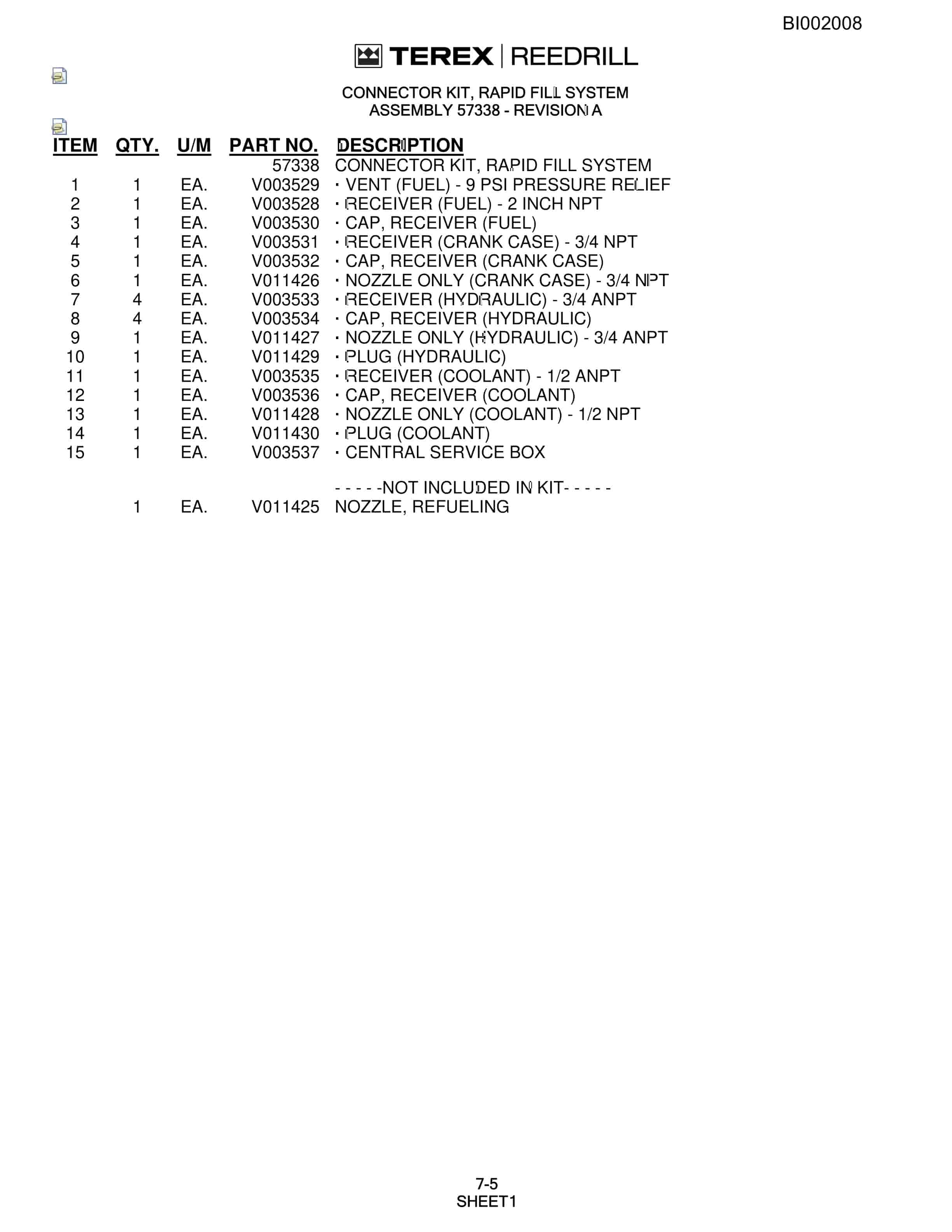 Bucyrus SKS-15 Infinity Blasthole Drill Parts Catalog BI002008-4