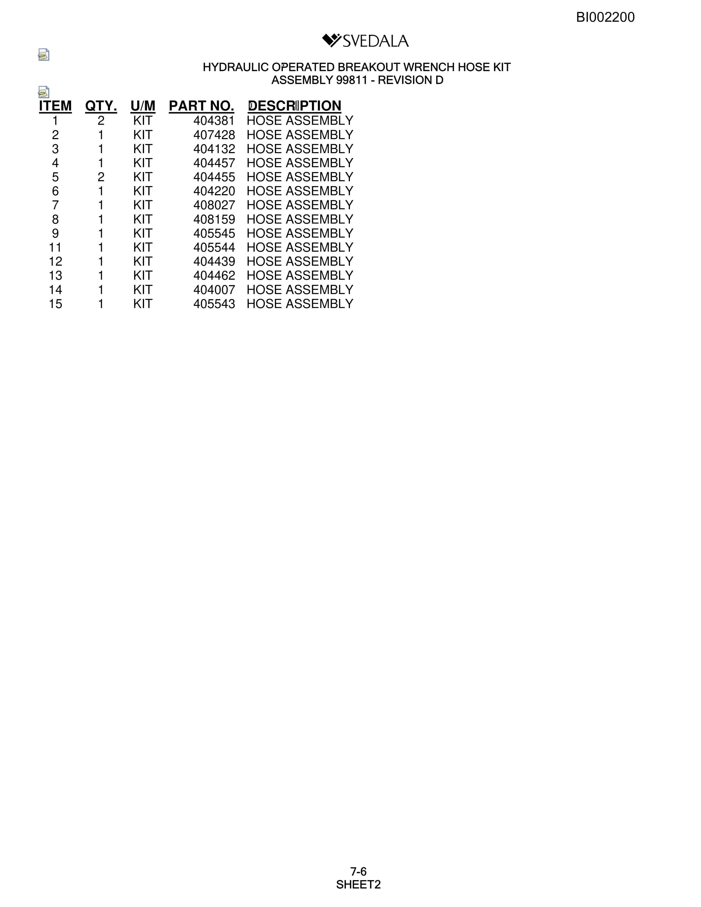 Bucyrus SKS Infinity Blasthole Drill Parts Catalog BI002200-3