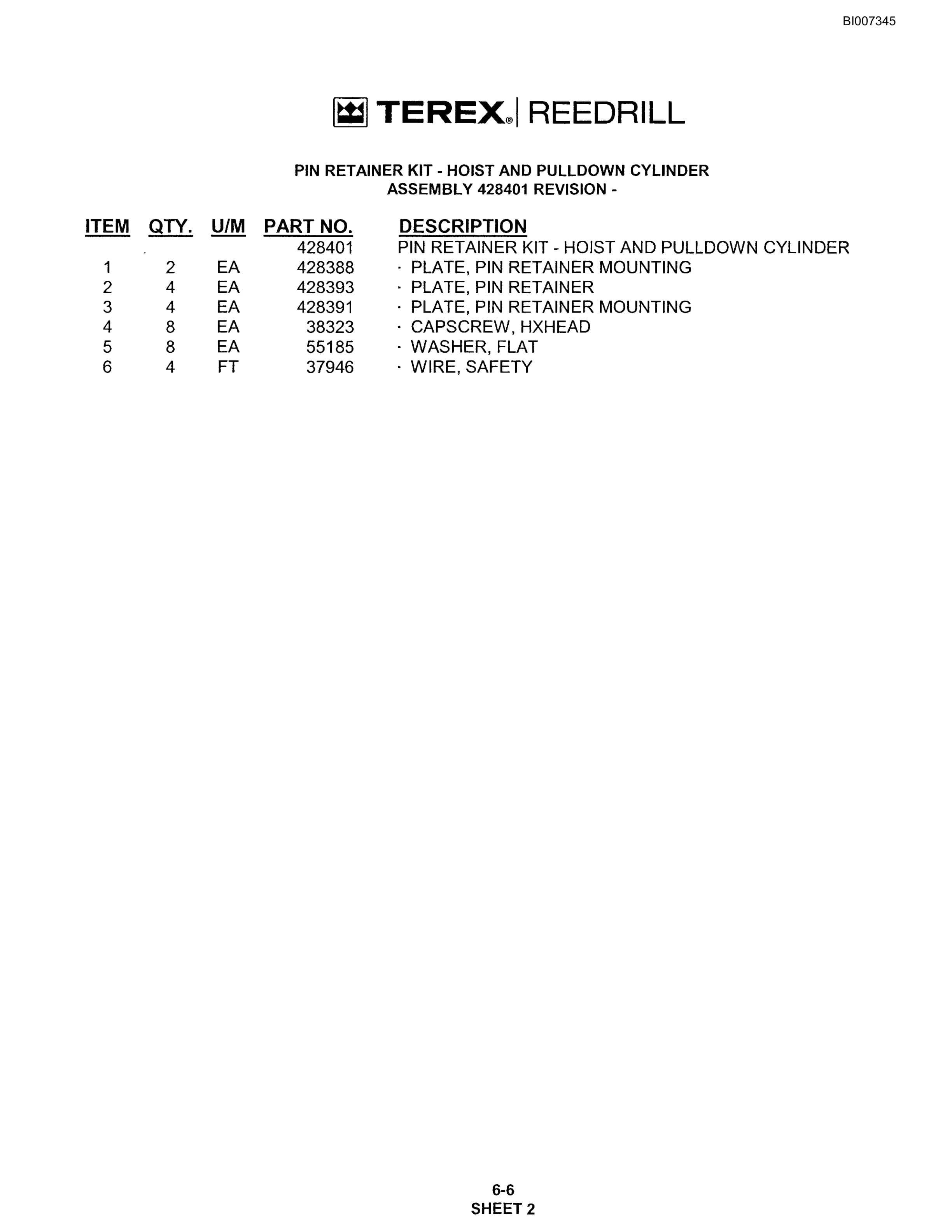 Bucyrus SKS Infinity Blasthole Drill Parts Catalog BI007345-3
