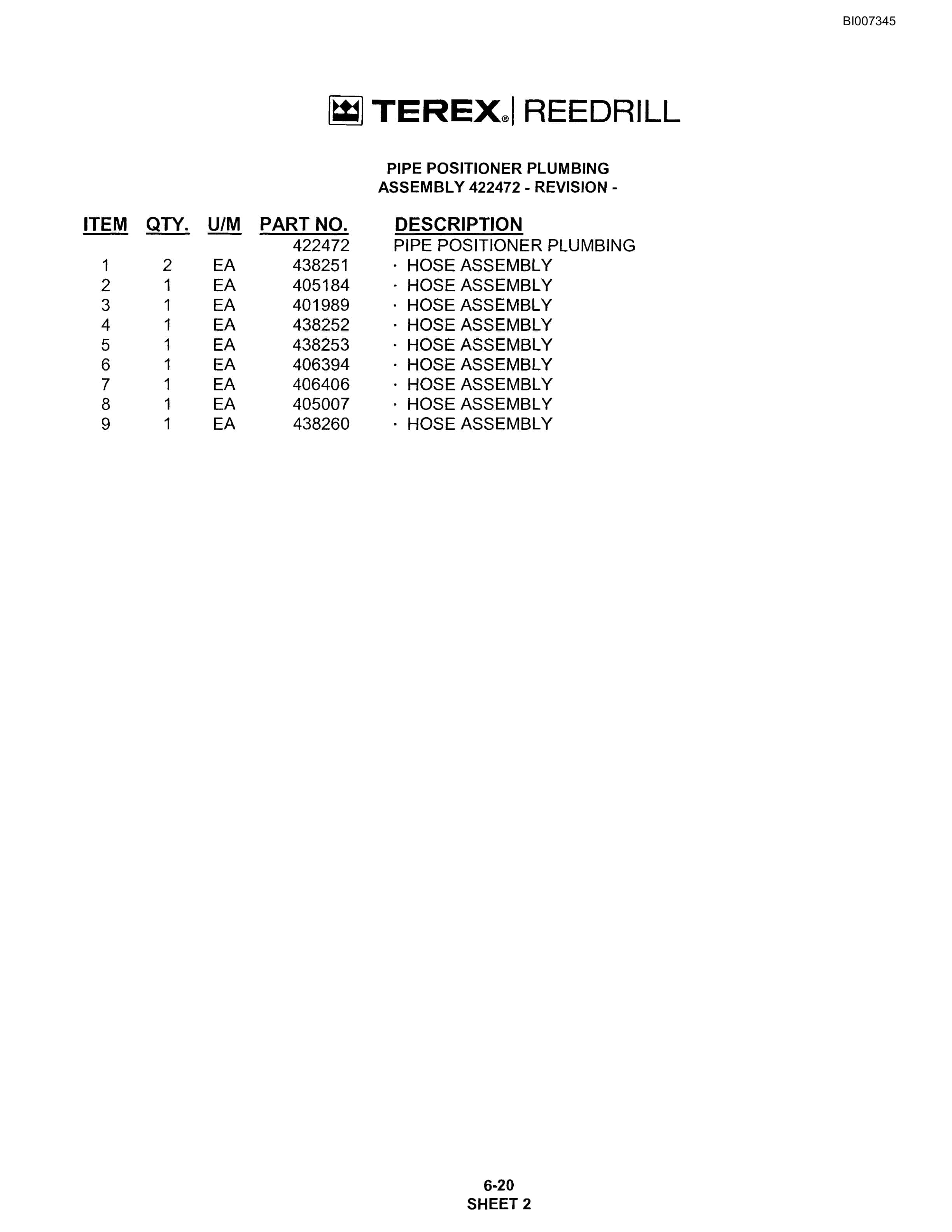 Bucyrus SKS Infinity Blasthole Drill Parts Catalog BI007345-5