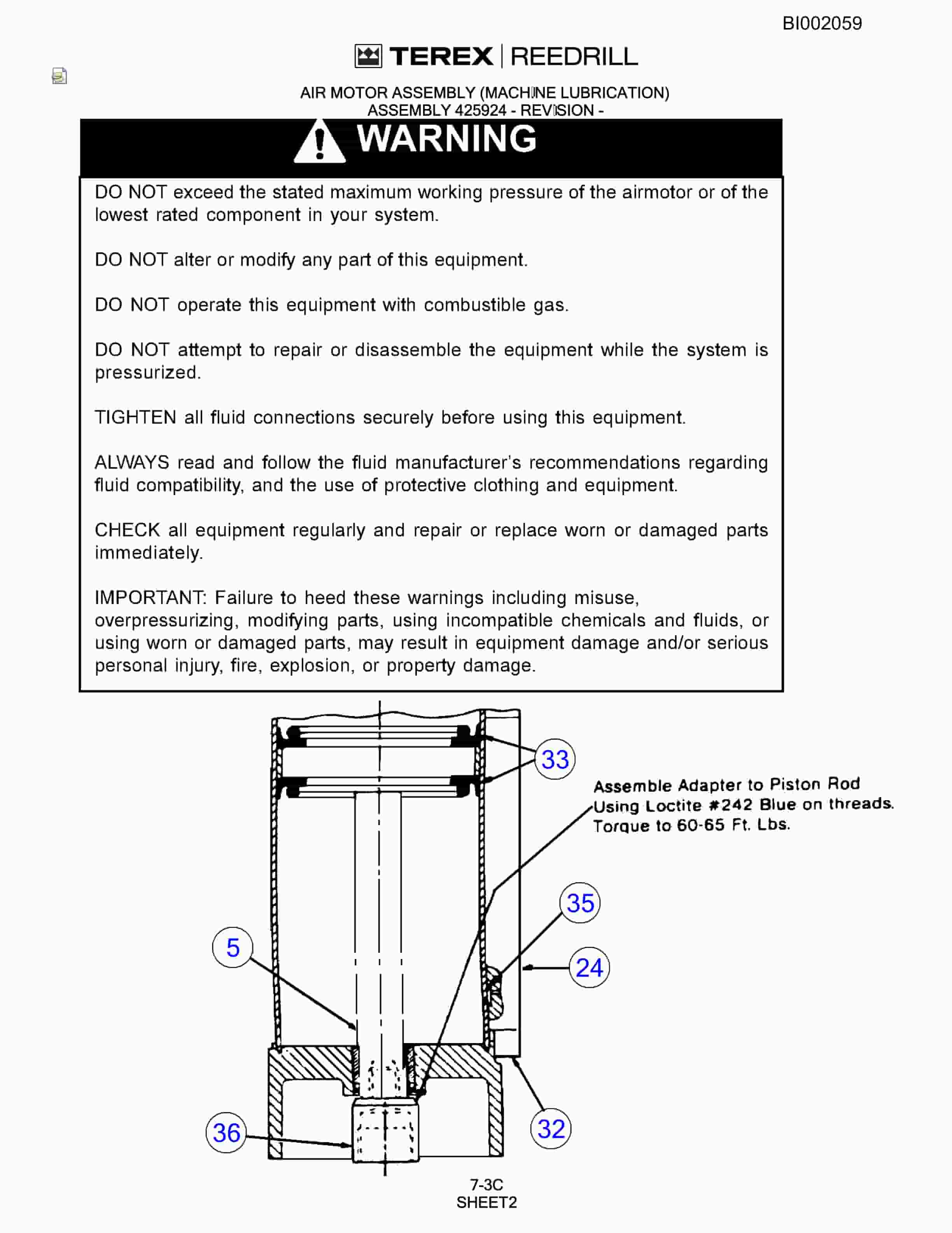Bucyrus SKS-W Infinity Blasthole Drill Parts Catalog BI002059-3