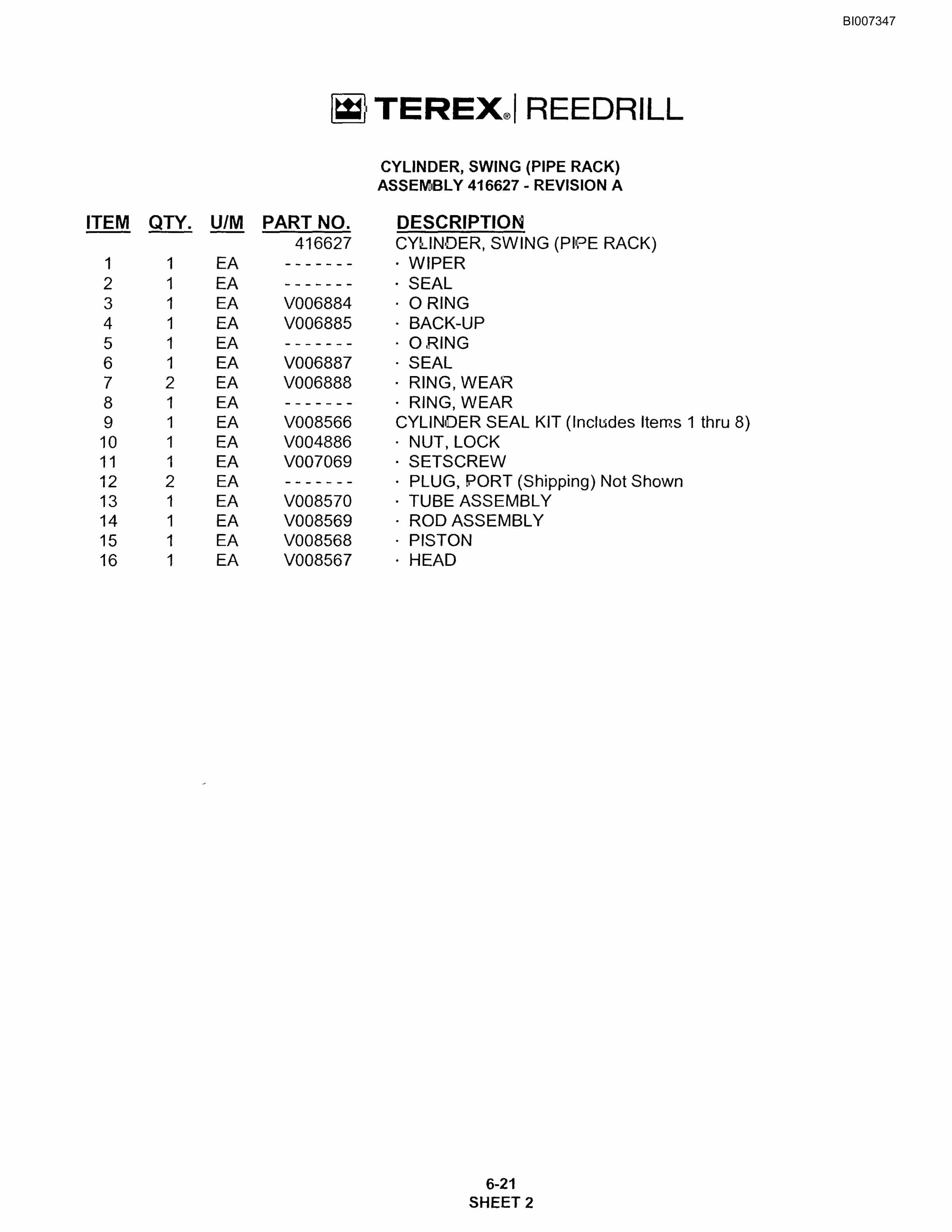 Bucyrus SKS-W Infinity Blasthole Drill Parts Catalog BI007347-3