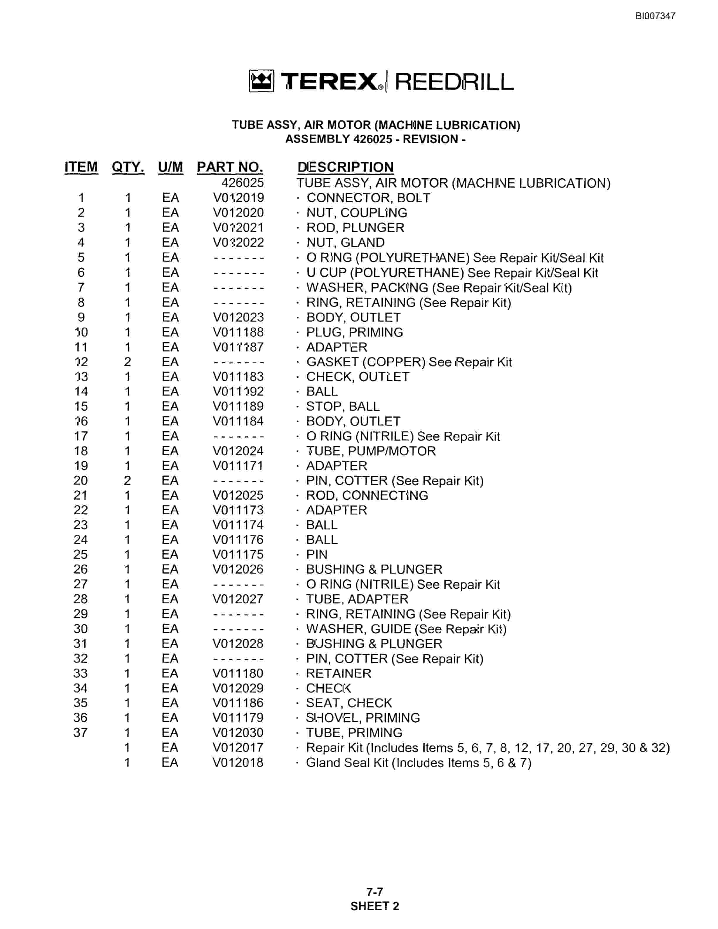 Bucyrus SKS-W Infinity Blasthole Drill Parts Catalog BI007347-4