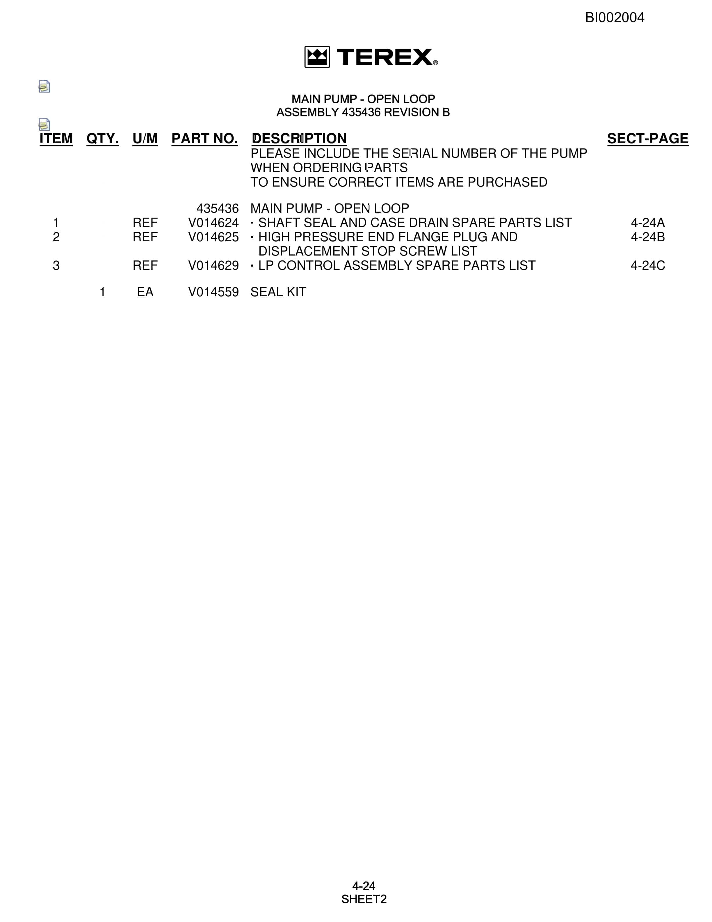 Bucyrus SKS-W Rotary Blasthole Drill Parts Catalog BI002004-2
