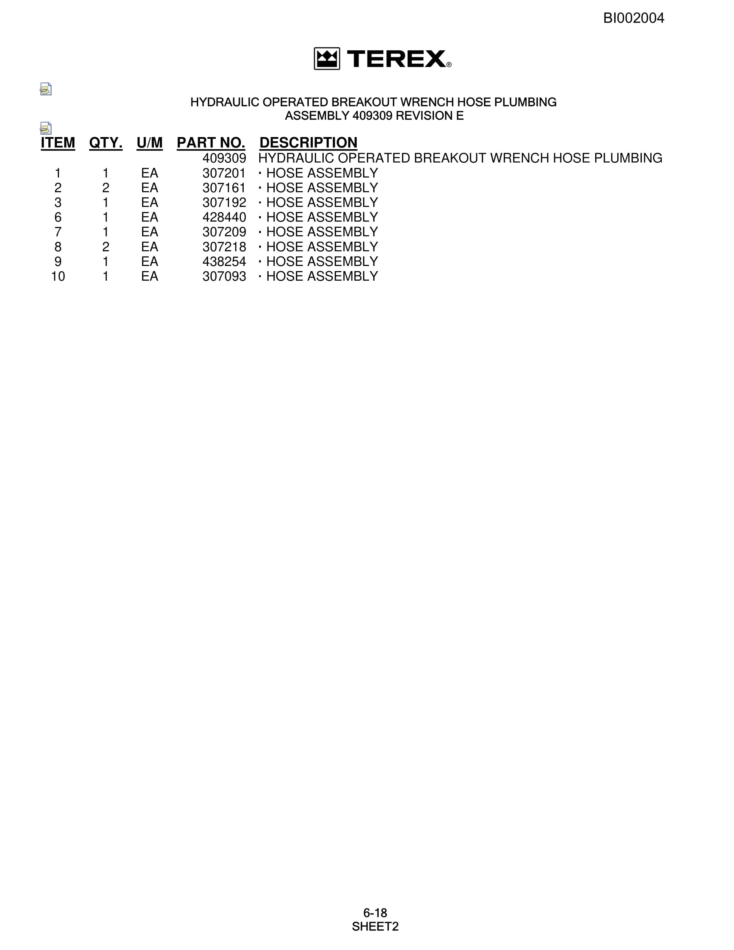 Bucyrus SKS-W Rotary Blasthole Drill Parts Catalog BI002004-3