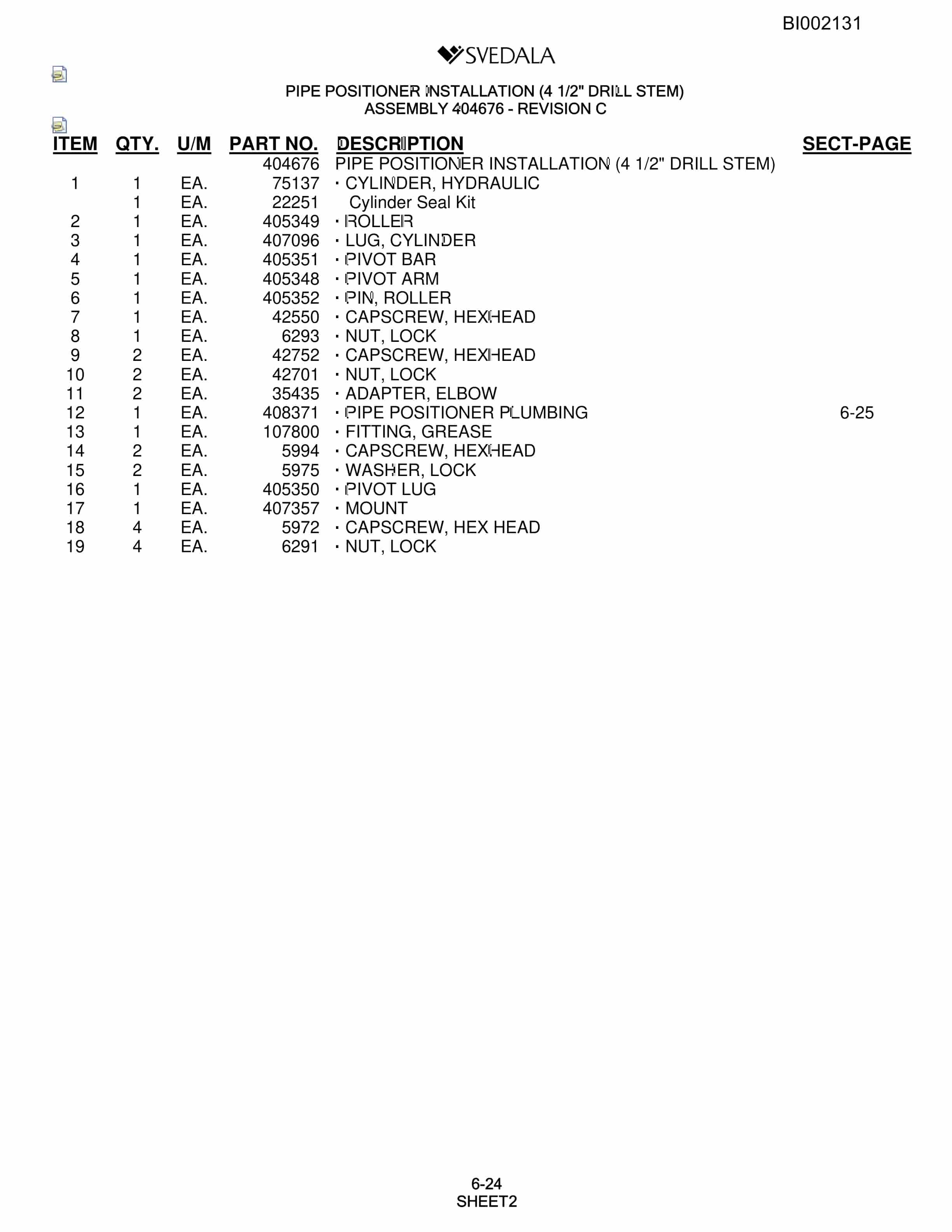 Bucyrus SKT Infinity Blasthole Drill Parts Catalog BI002131-3