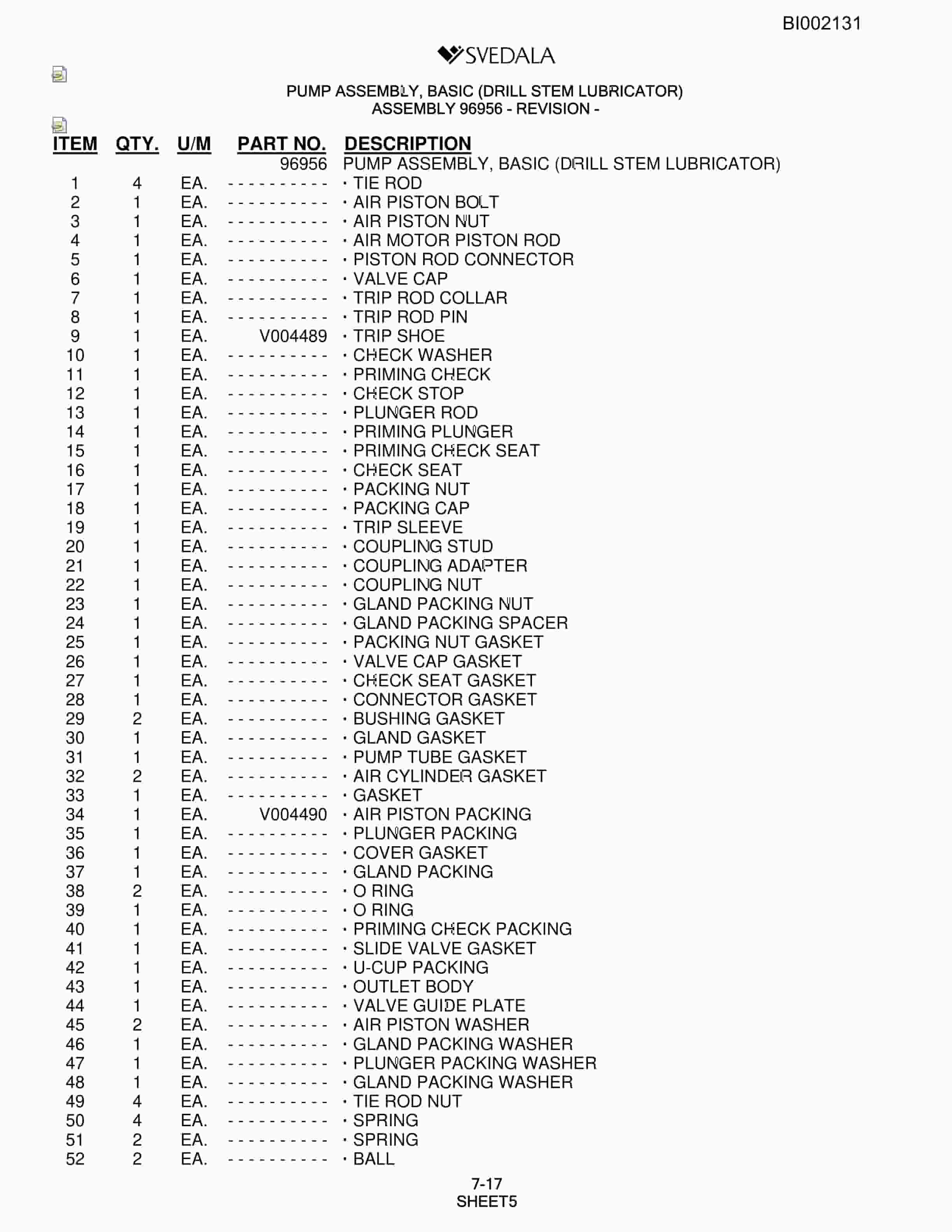 Bucyrus SKT Infinity Blasthole Drill Parts Catalog BI002131-5