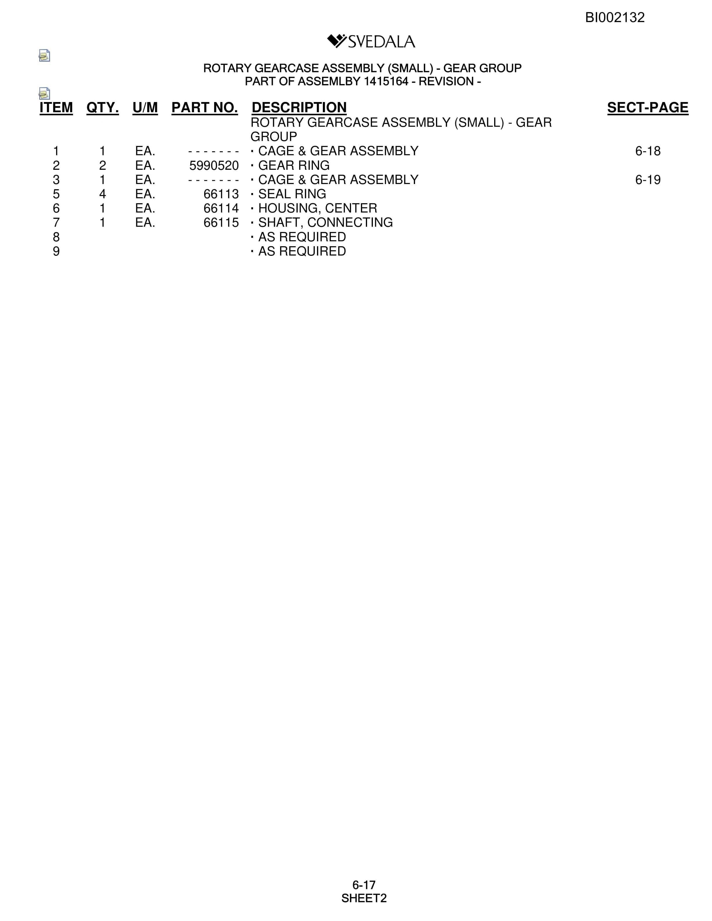 Bucyrus SKT Infinity Blasthole Drill Parts Catalog BI002132-3